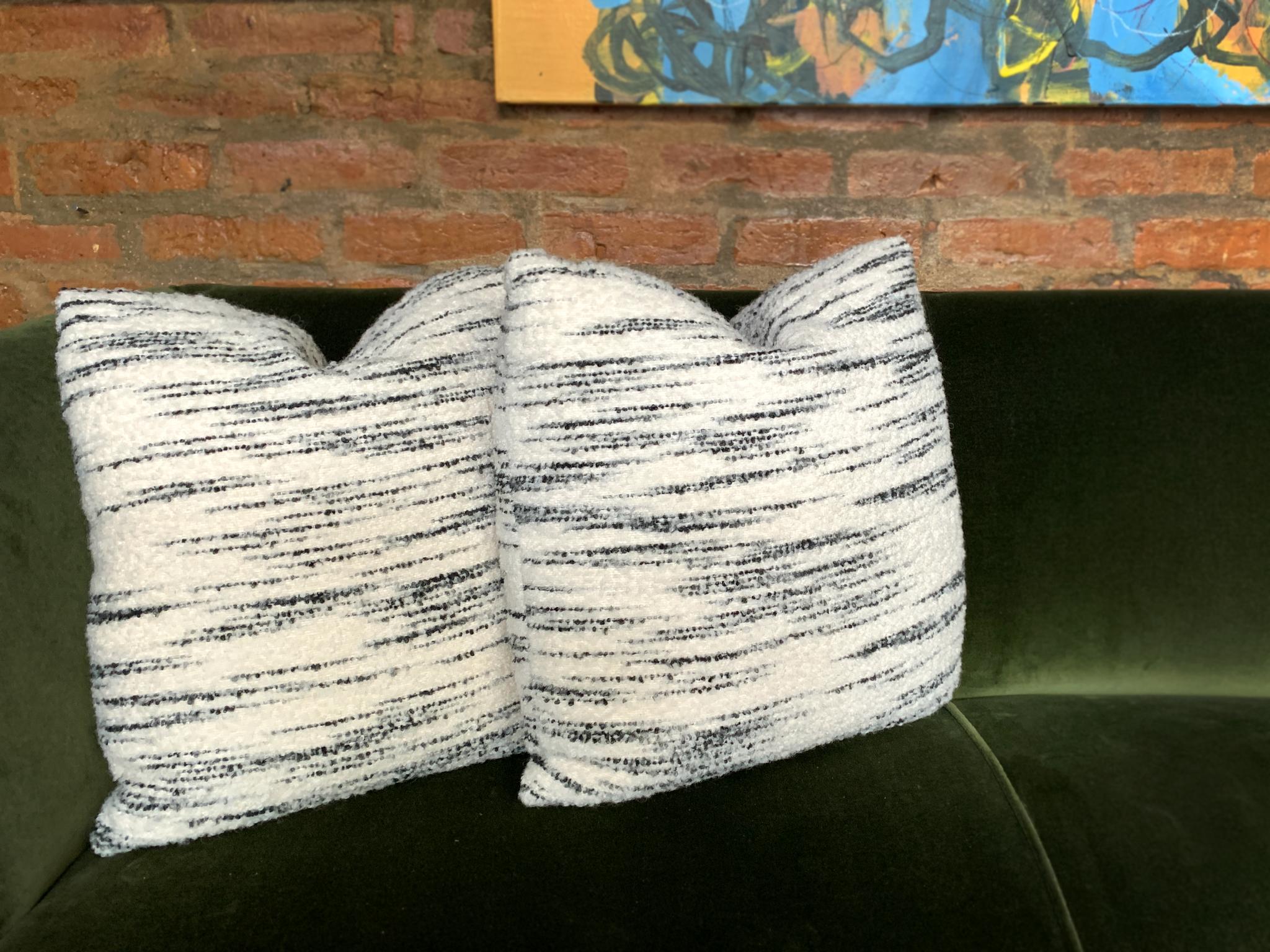 Custom Pillow with Schumacher Stripe Bouclé Fabric 2