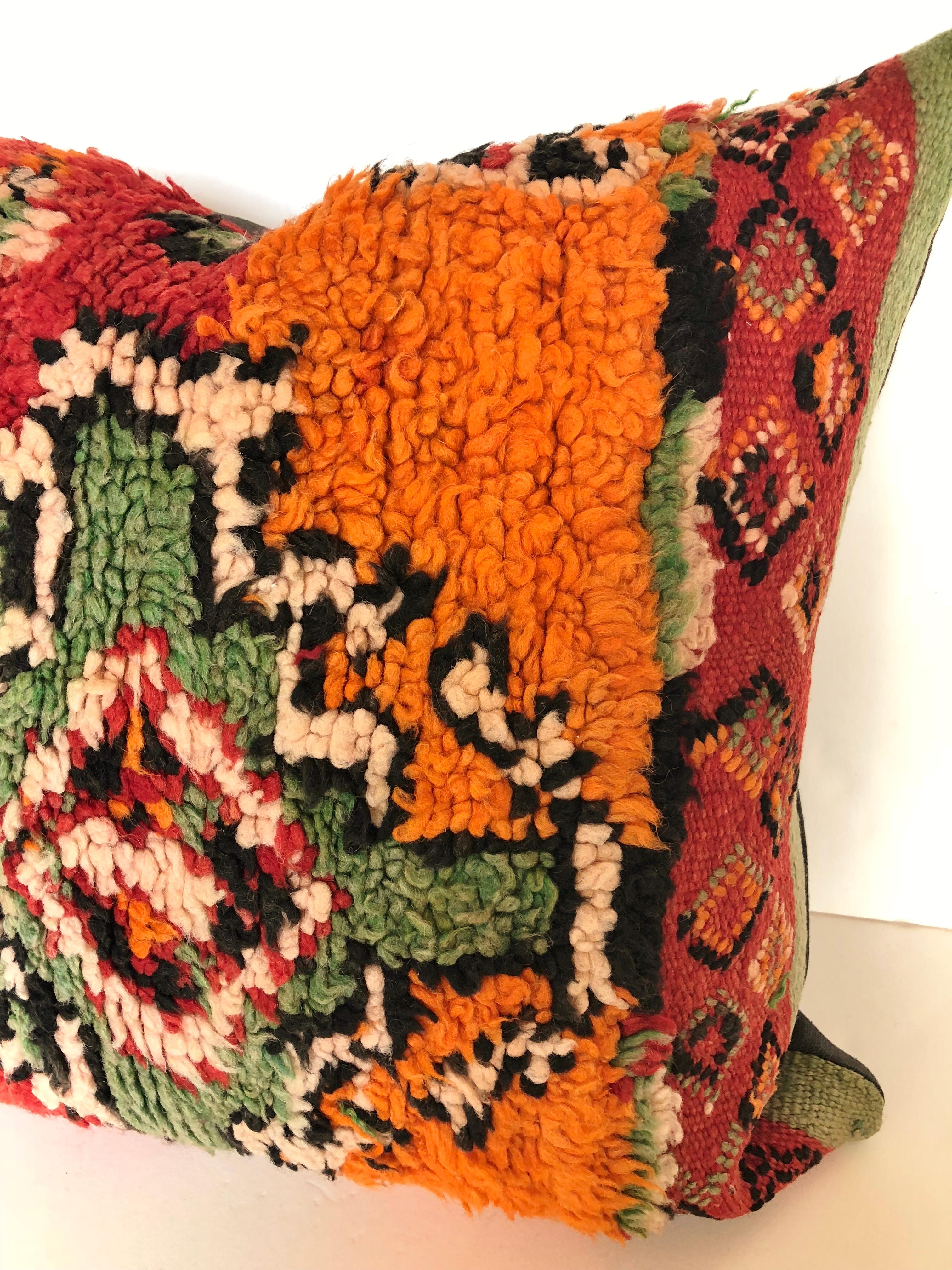 Custom Pillows by Maison Suzanne Cut from a Hand Loomed Wool Moroccan Berber Rug In Good Condition For Sale In Glen Ellyn, IL