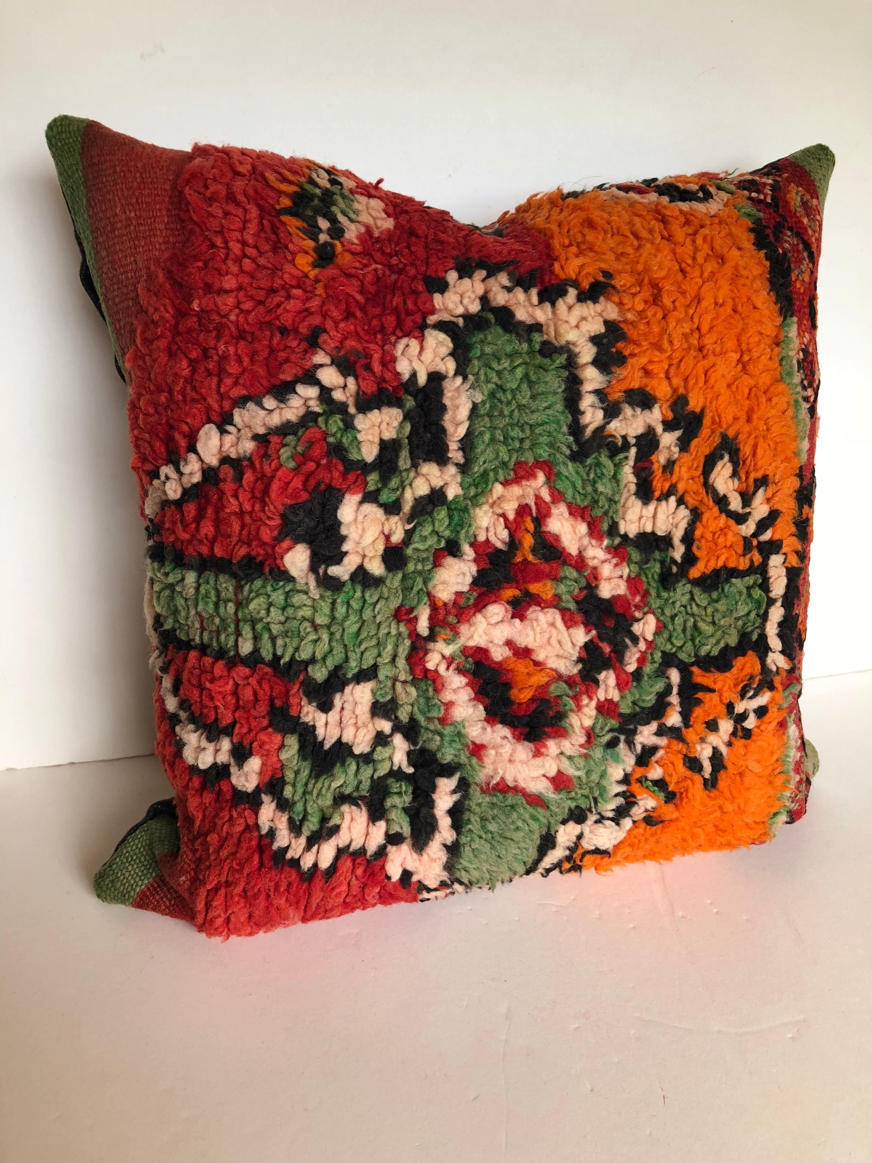 20th Century Custom Pillows by Maison Suzanne Cut from a Hand Loomed Wool Moroccan Berber Rug For Sale
