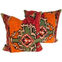 Custom Pillows by Maison Suzanne Cut from a Hand Loomed Wool Moroccan Berber Rug