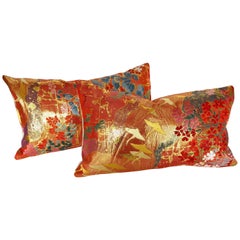 Custom Pillows by Maison Suzanne Cut from a Vintage Japanese Silk Wedding Kimono