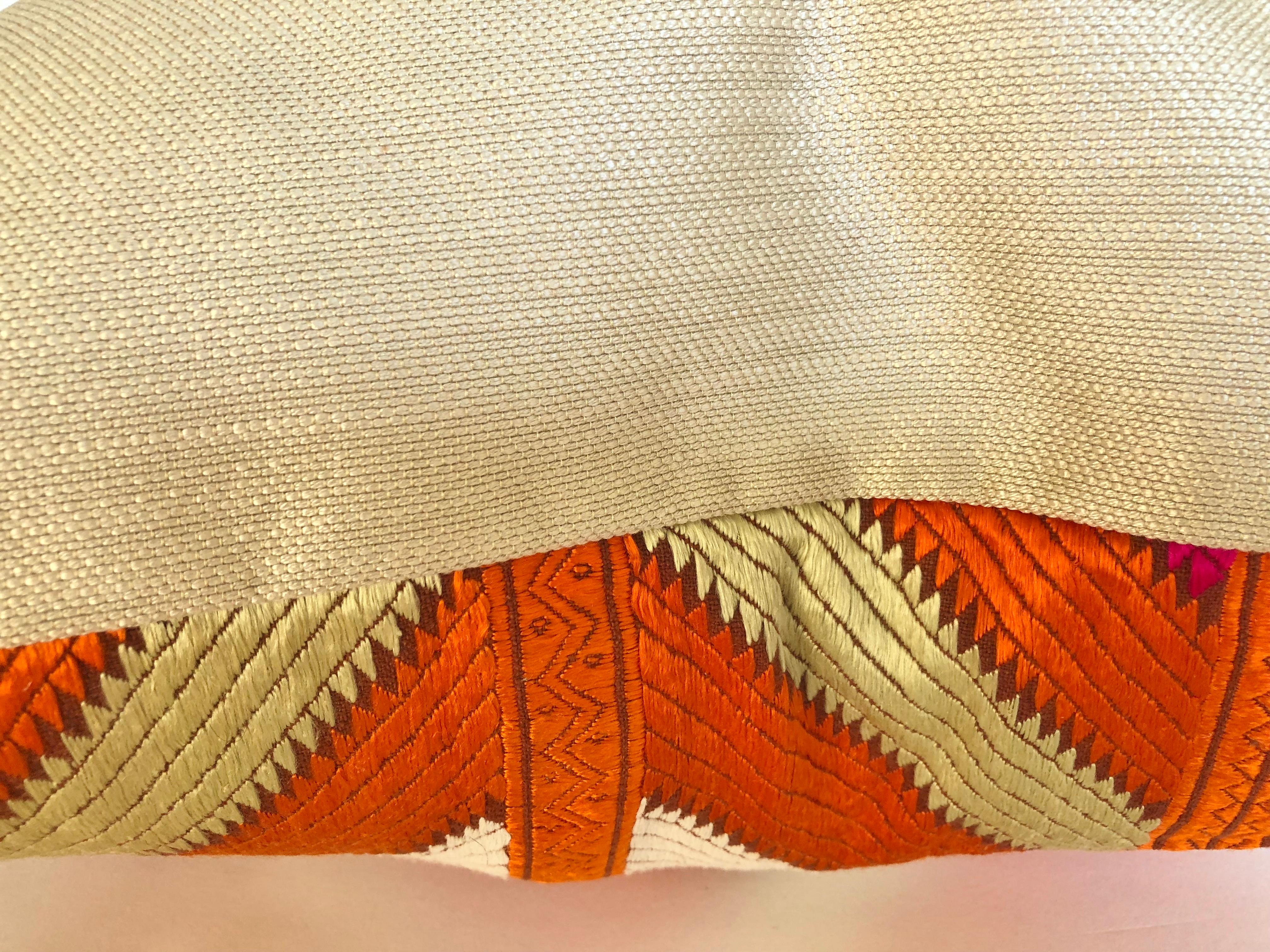 Custom Pillows by Maison Suzanne Cut from a Vintage Phulkari Bagh Wedding Shawl In Good Condition In Glen Ellyn, IL