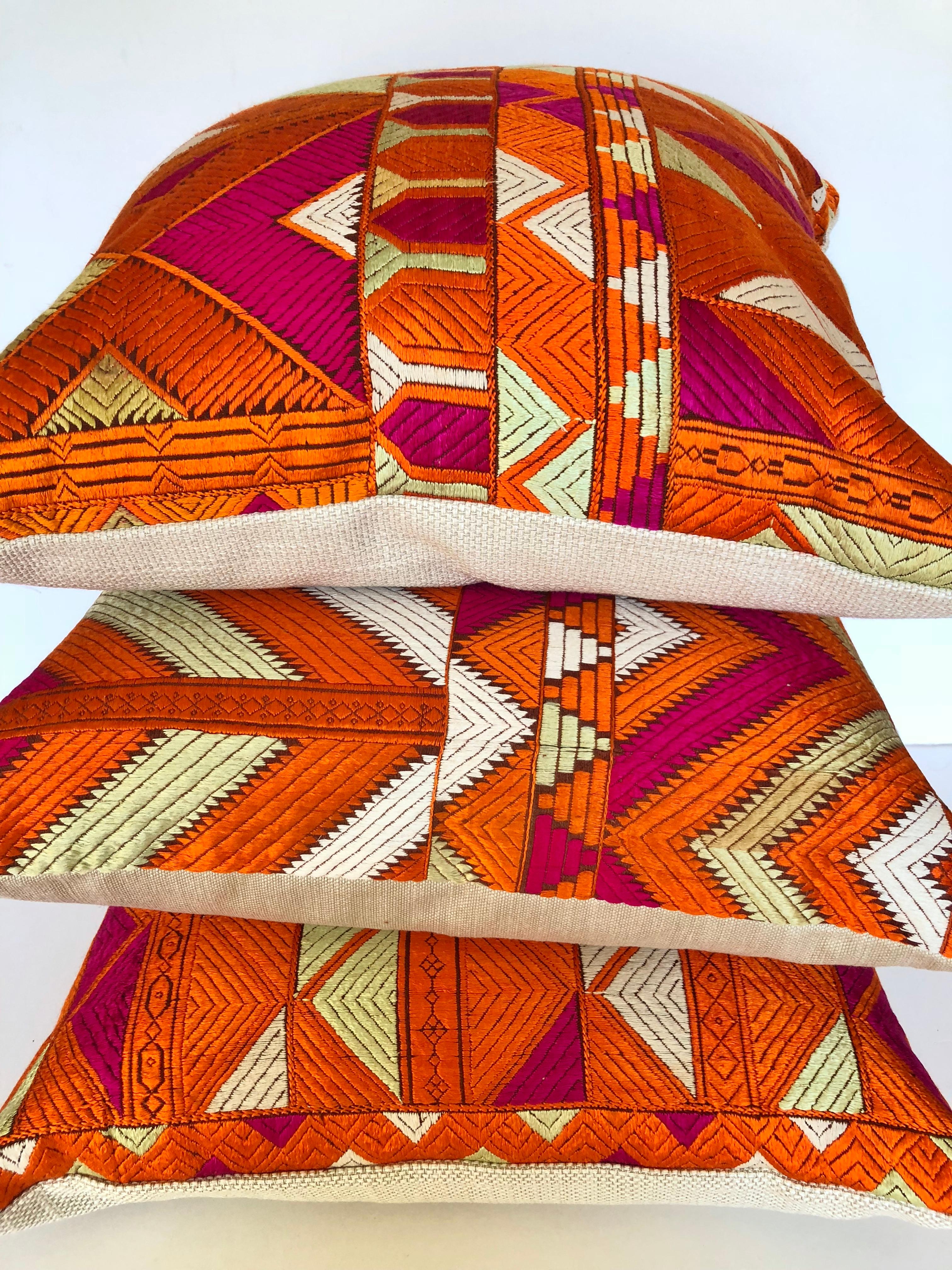 Custom Pillows by Maison Suzanne Cut from a Vintage Phulkari Bagh Wedding Shawl 1