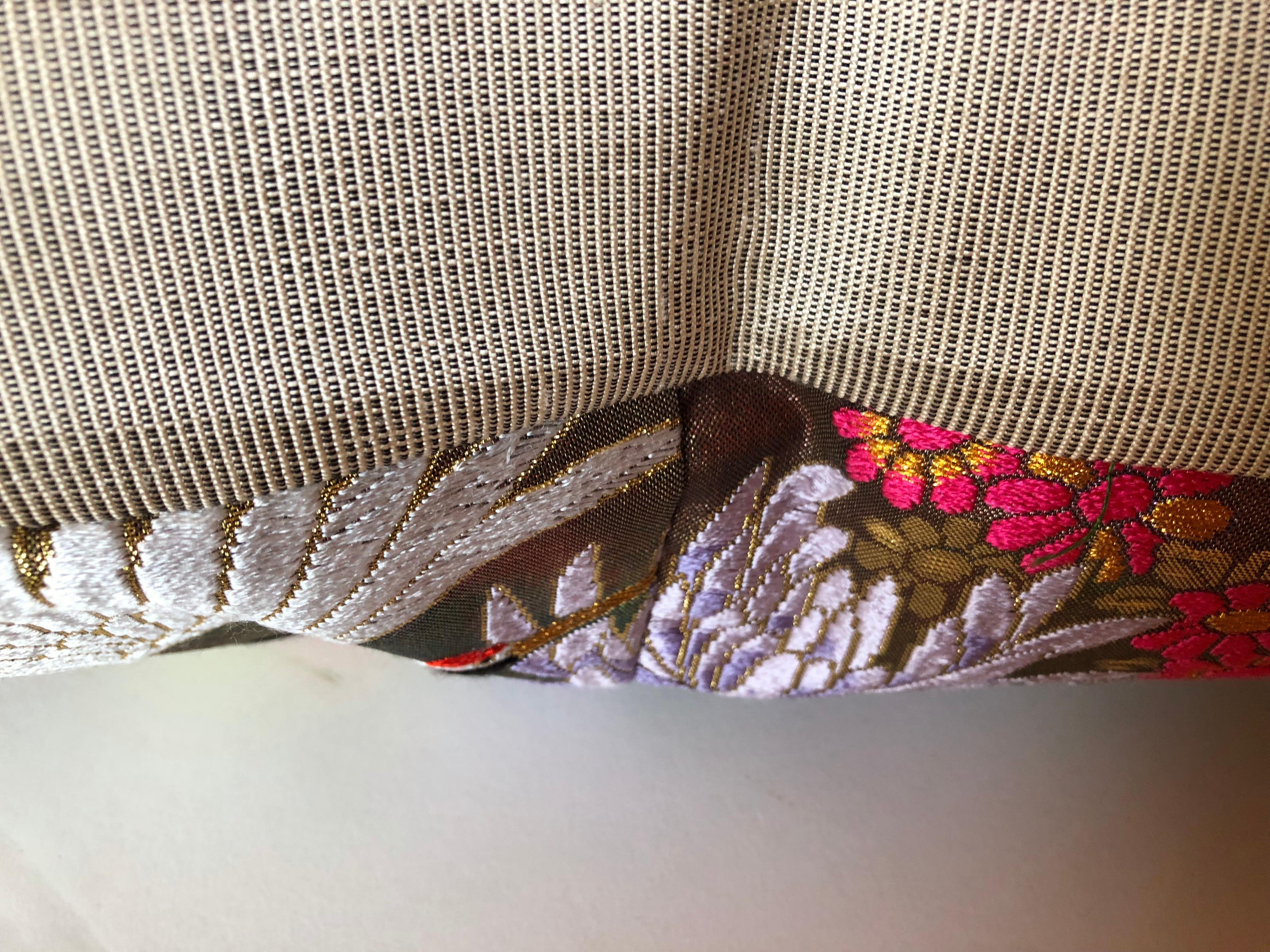 Custom Pillows by Maison Suzanne Cut from a Vintage Silk Japanese Wedding Kimono For Sale 4