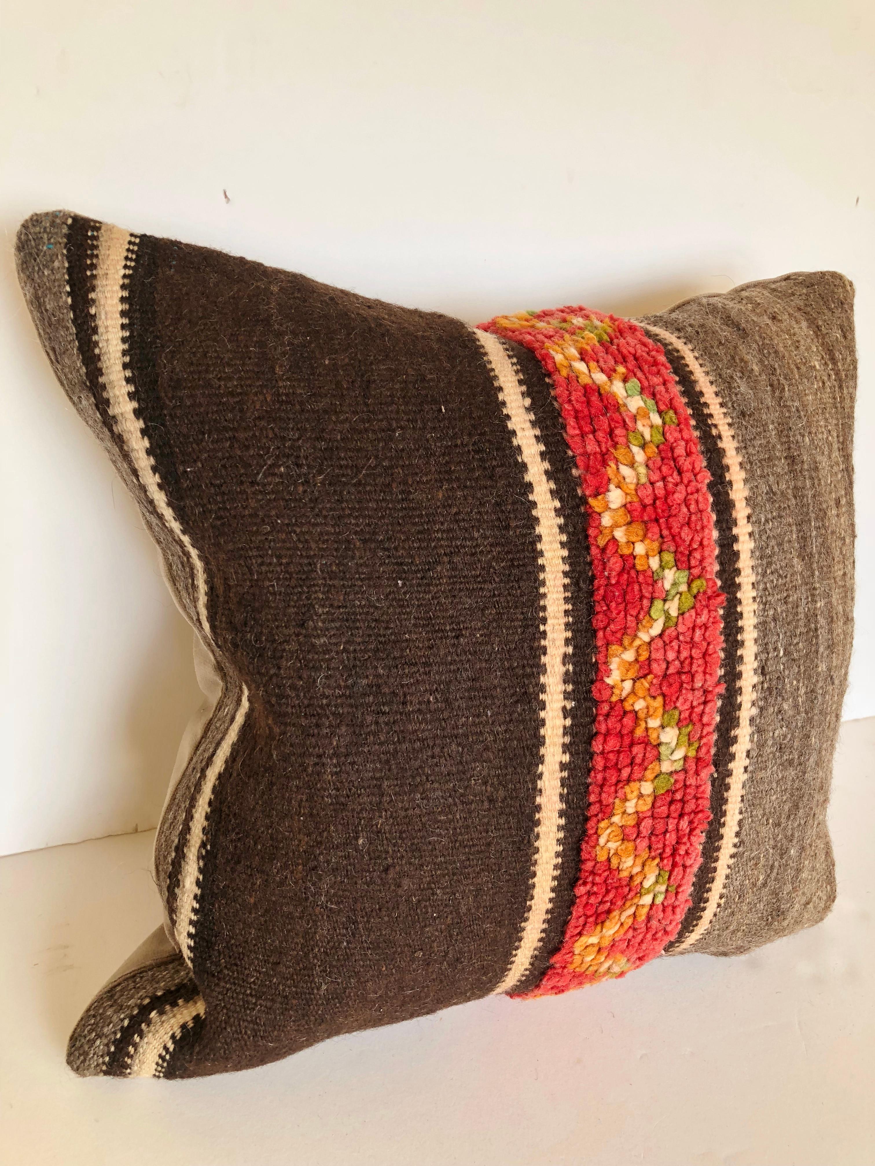 Custom Pillows by Maison Suzanne Cut from a Vintage Wool Moroccan Berber Rug In Good Condition For Sale In Glen Ellyn, IL