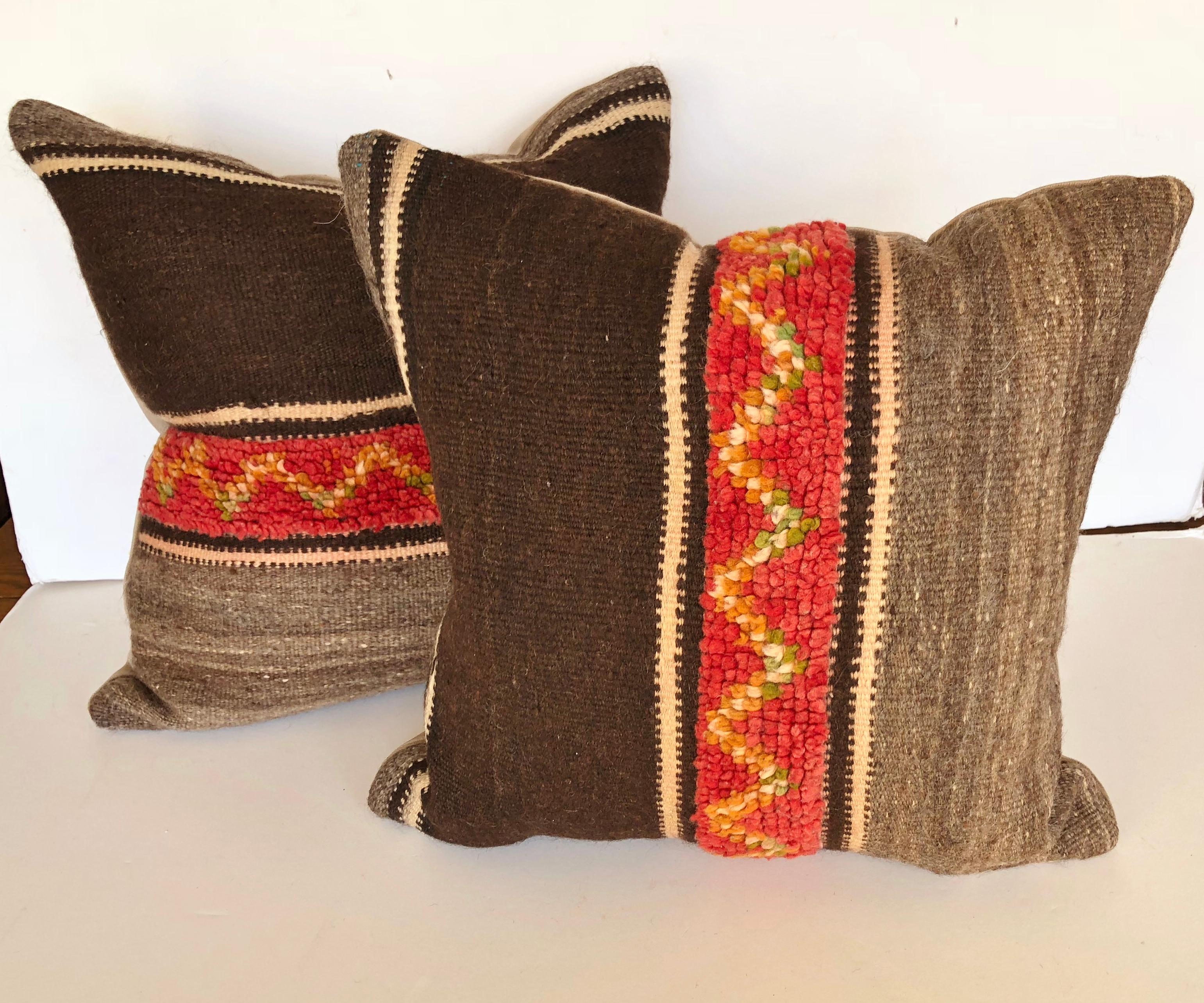 Custom Pillows by Maison Suzanne Cut from a Vintage Wool Moroccan Berber Rug For Sale 1