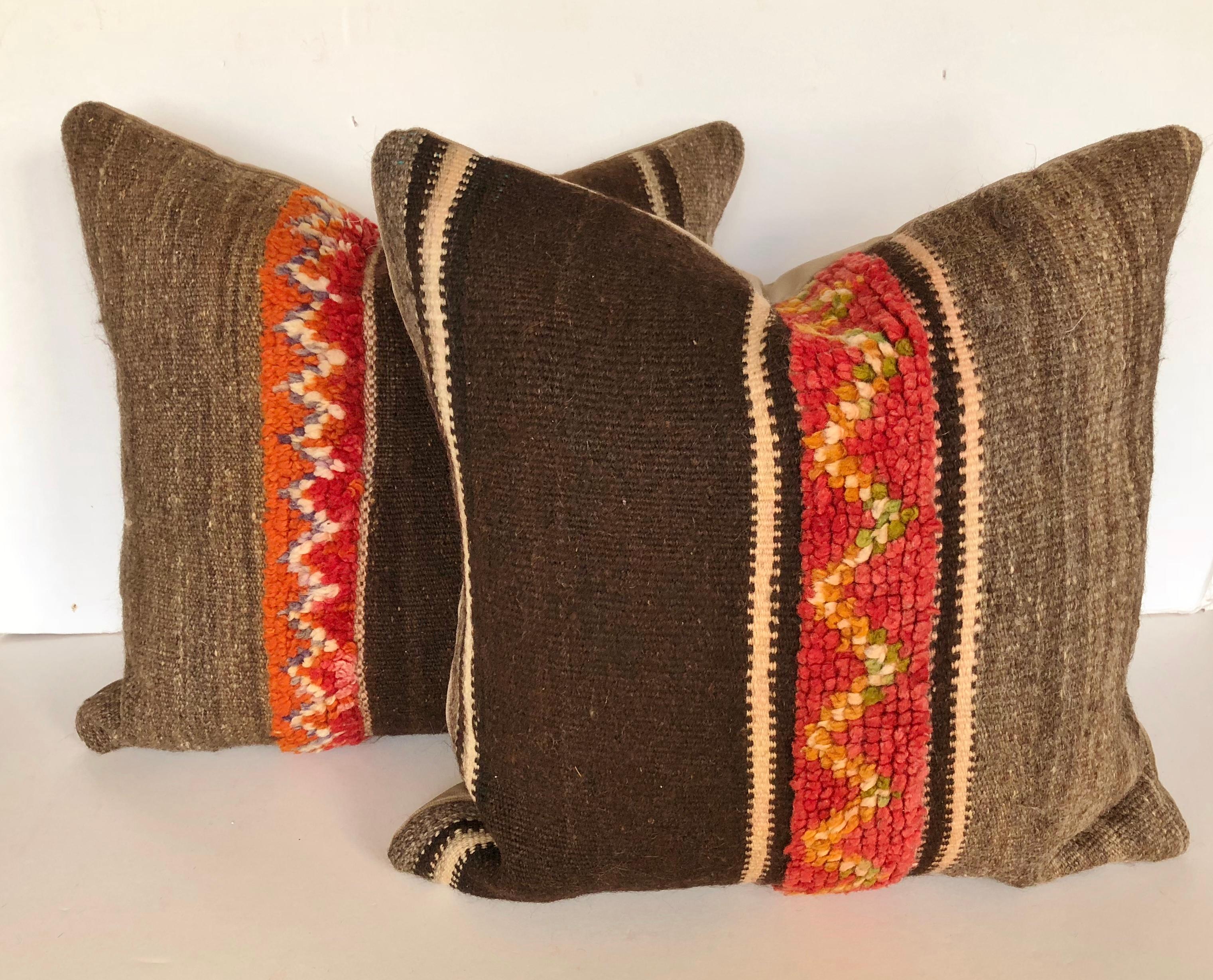 Custom Pillows by Maison Suzanne Cut from a Vintage Wool Moroccan Berber Rug For Sale 4