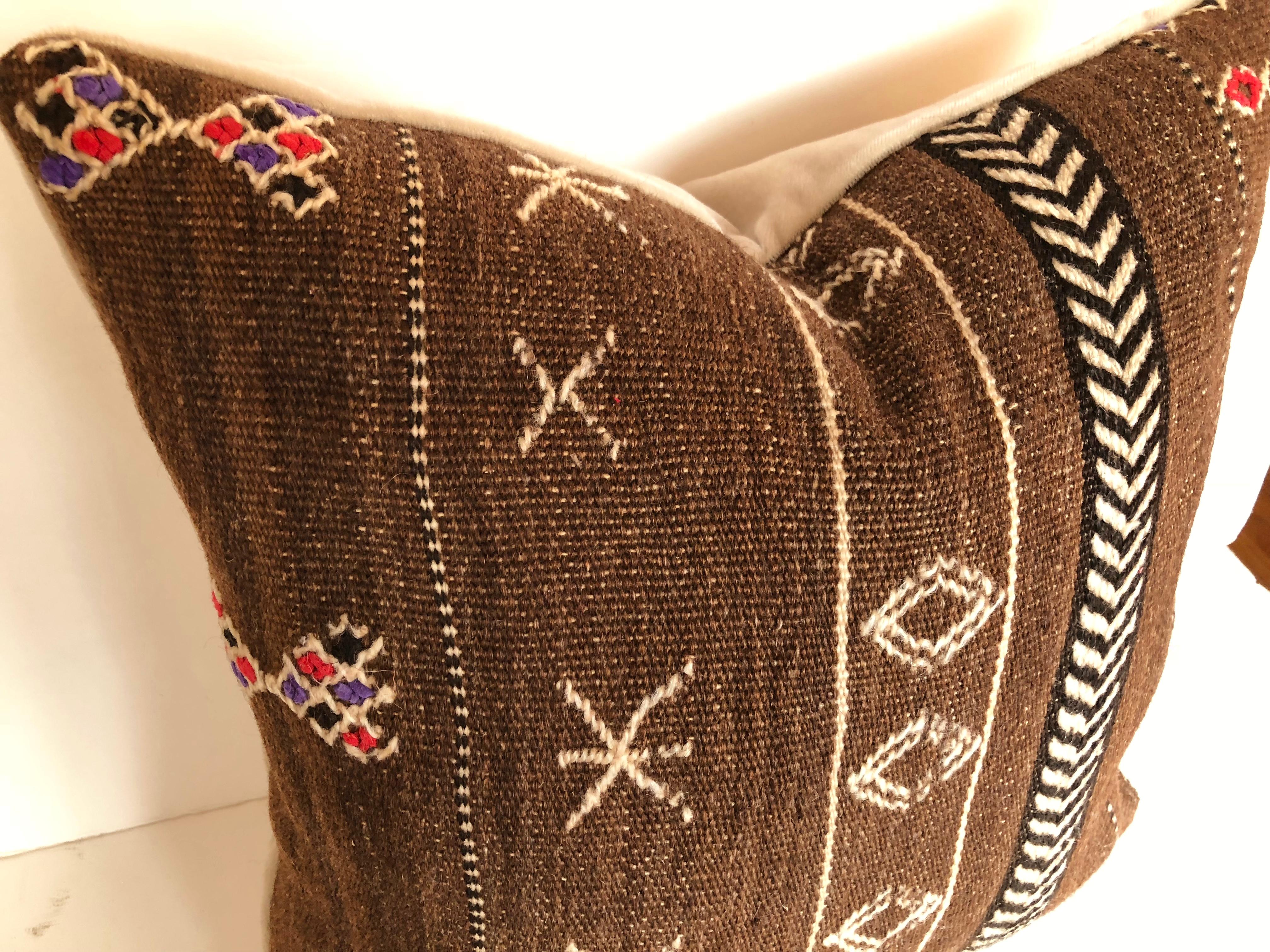 Custom Pillows by Maison Suzanne Cut from a Vintage Wool Moroccan Ourika Rug In Good Condition For Sale In Glen Ellyn, IL
