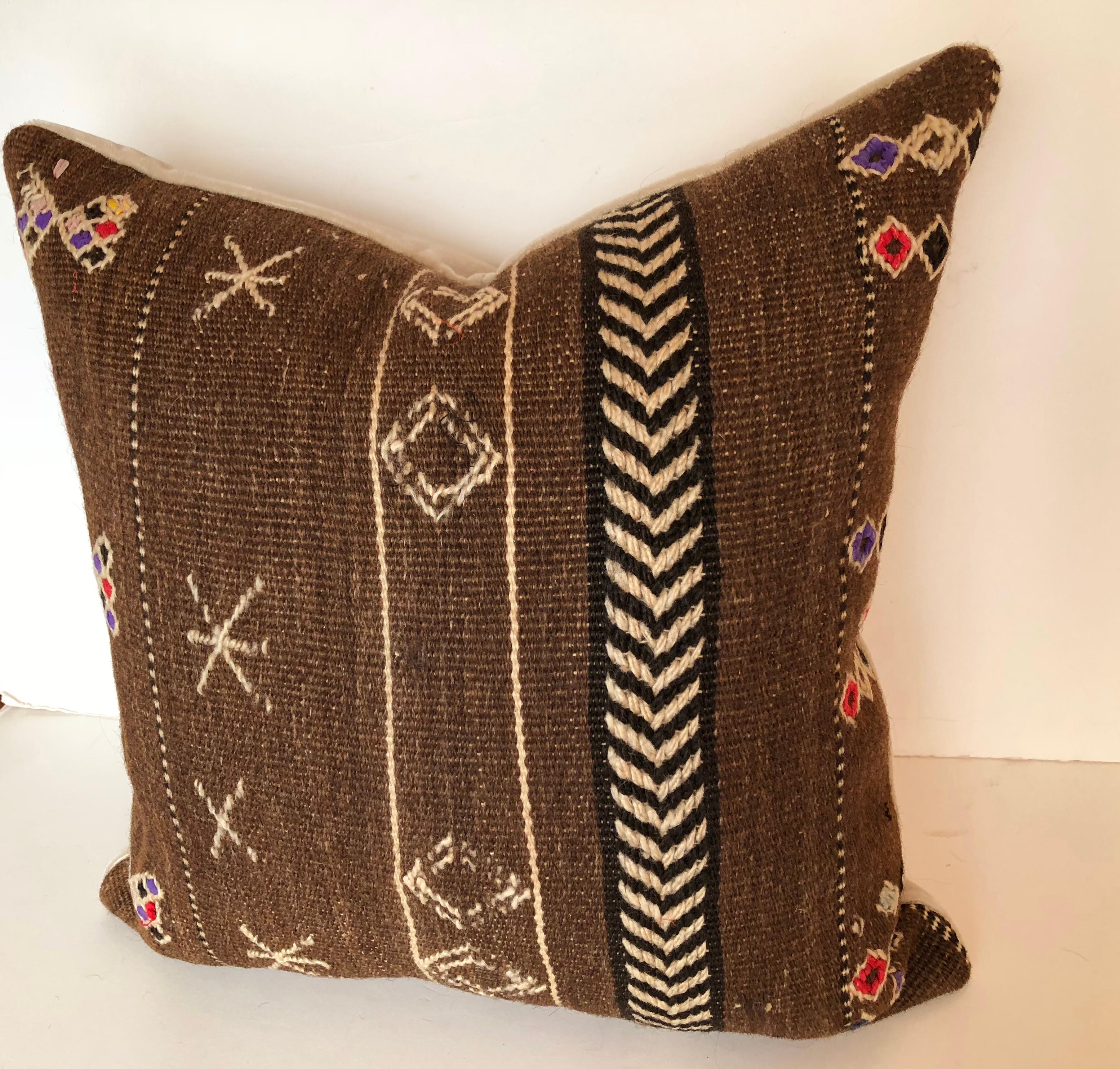 20th Century Custom Pillows by Maison Suzanne Cut from a Vintage Wool Moroccan Ourika Rug For Sale
