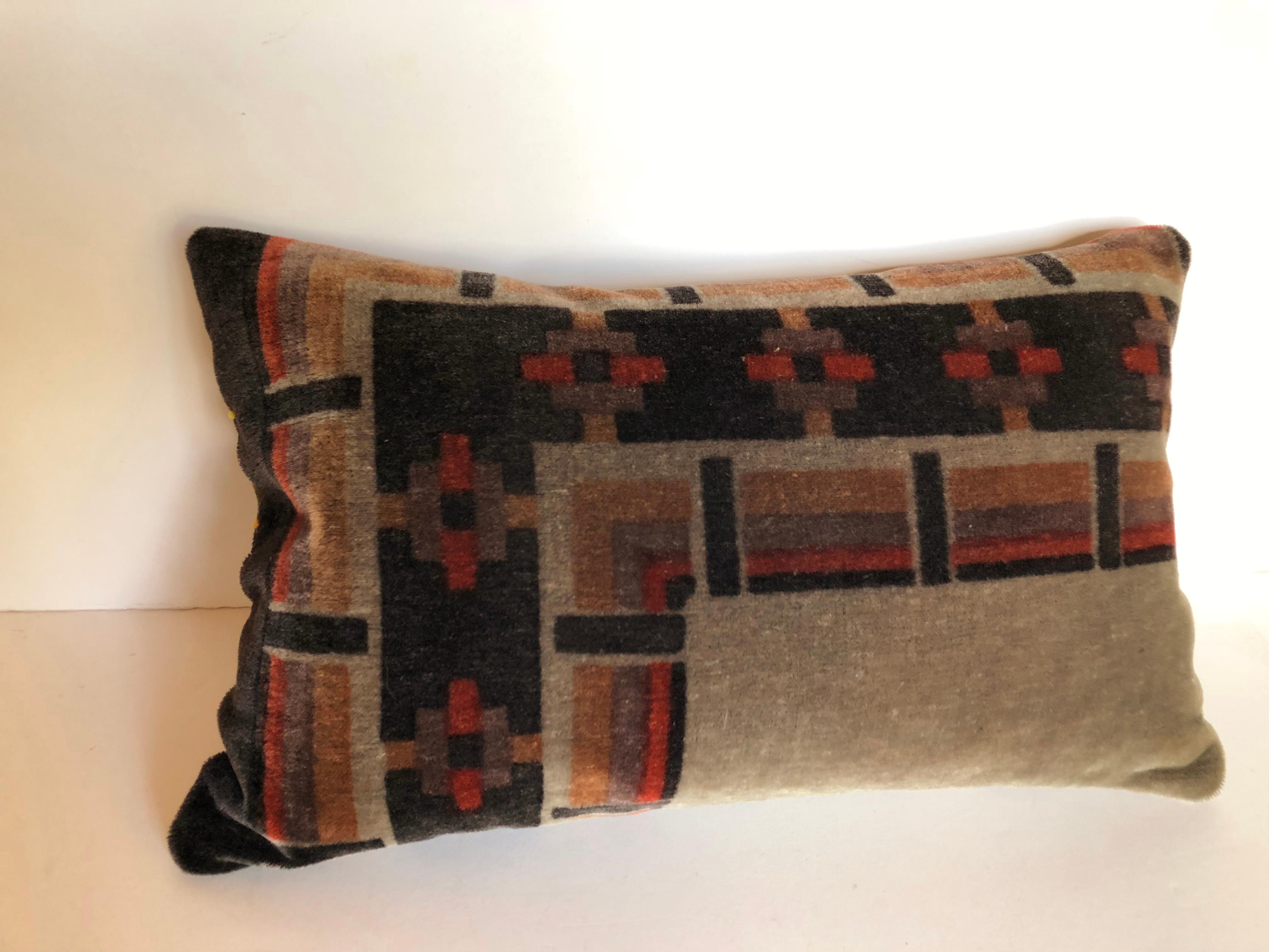 Art Deco Custom Pillows Cut from a Vintage Amsterdam School Mohair Textile, 1915-1927