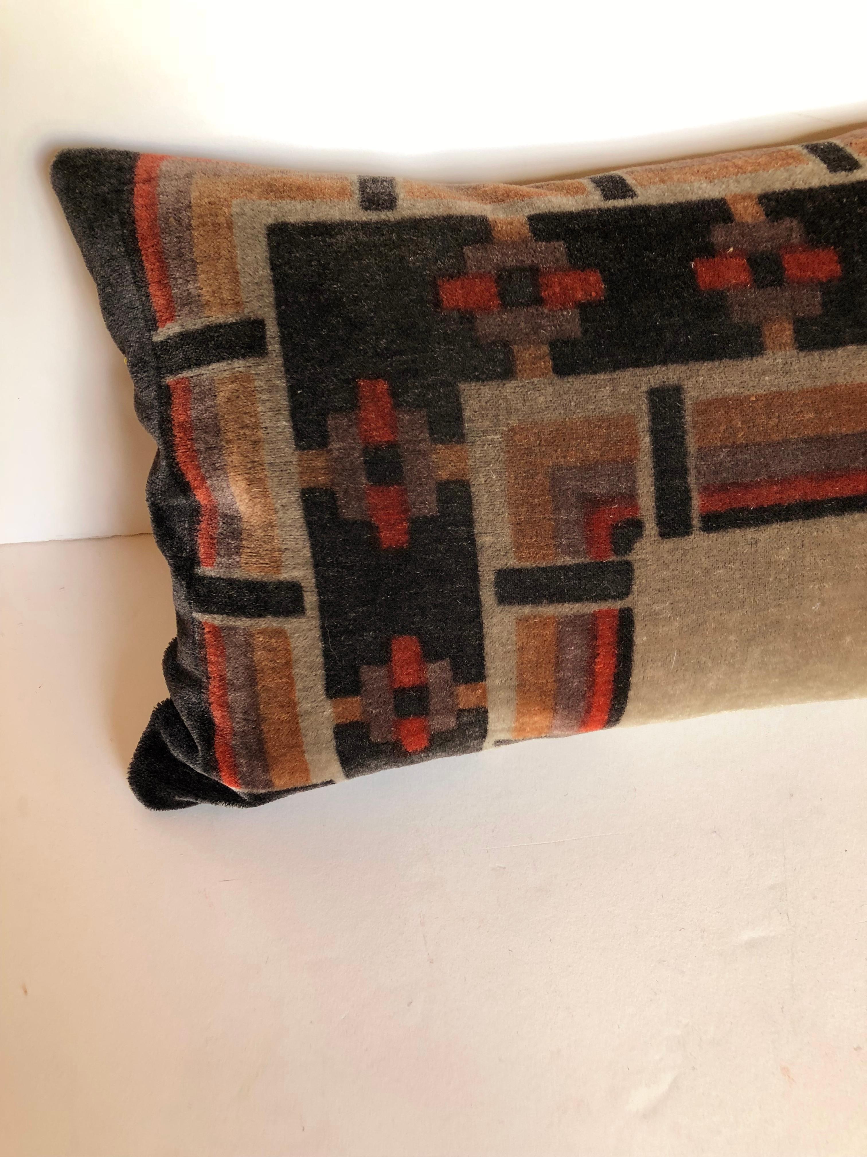 Dutch Custom Pillows Cut from a Vintage Amsterdam School Mohair Textile, 1915-1927