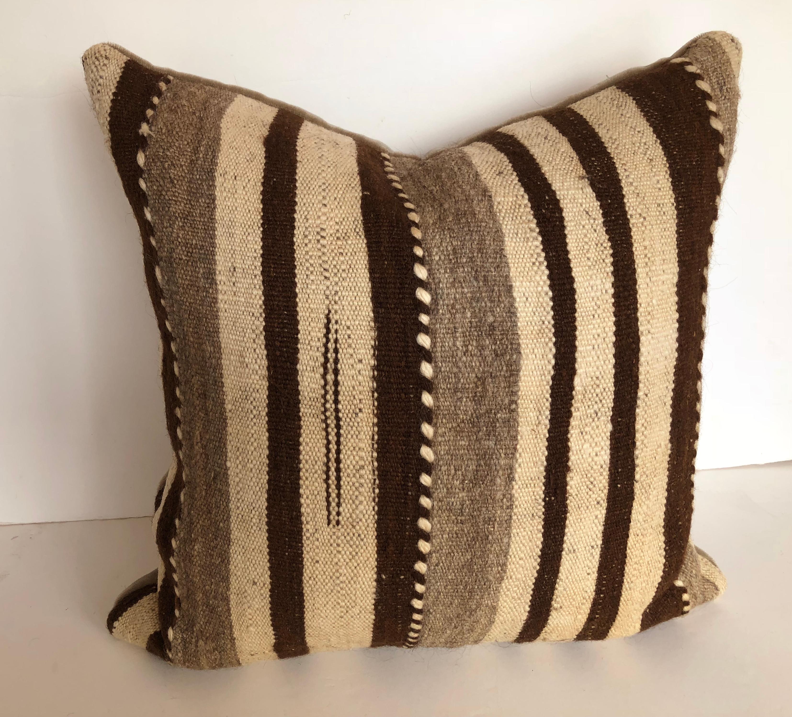 Mid-Century Modern Custom Pillows by Maison Suzanne Cut from a Vintage Wool Moroccan Berber Rug For Sale