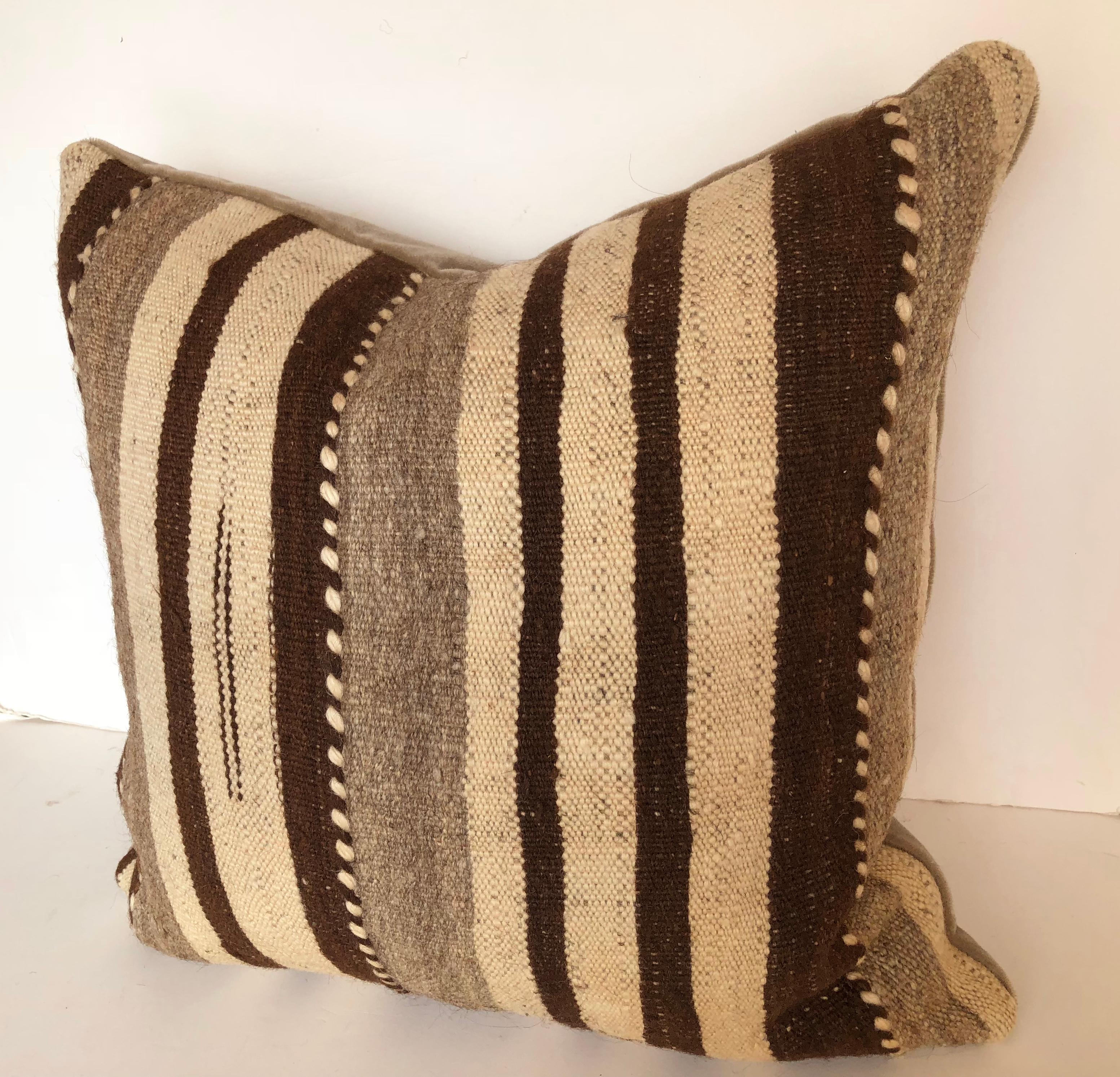 Hand-Woven Custom Pillows by Maison Suzanne Cut from a Vintage Wool Moroccan Berber Rug For Sale
