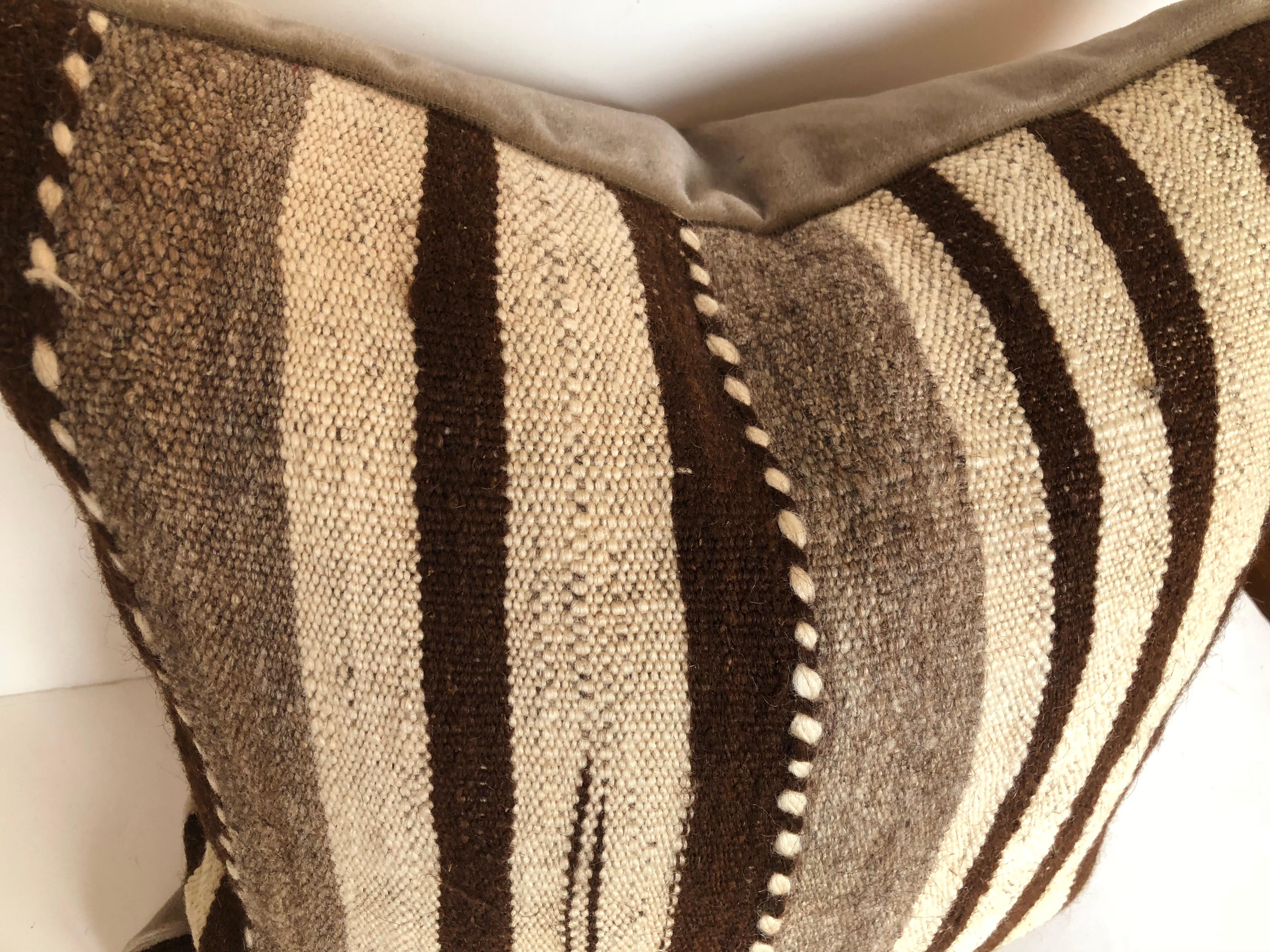 20th Century Custom Pillows by Maison Suzanne Cut from a Vintage Wool Moroccan Berber Rug For Sale