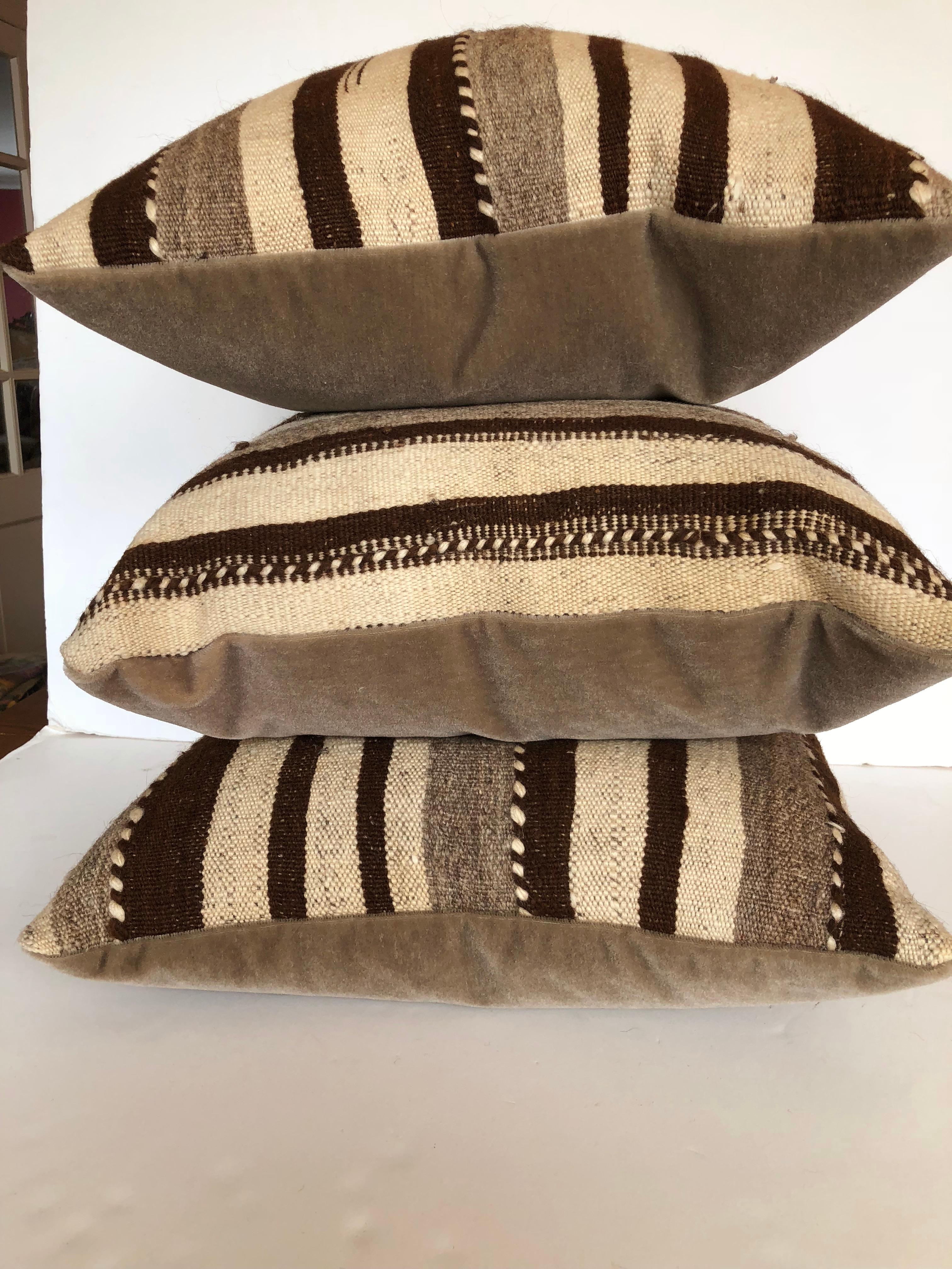Custom Pillows by Maison Suzanne Cut from a Vintage Wool Moroccan Berber Rug For Sale 2