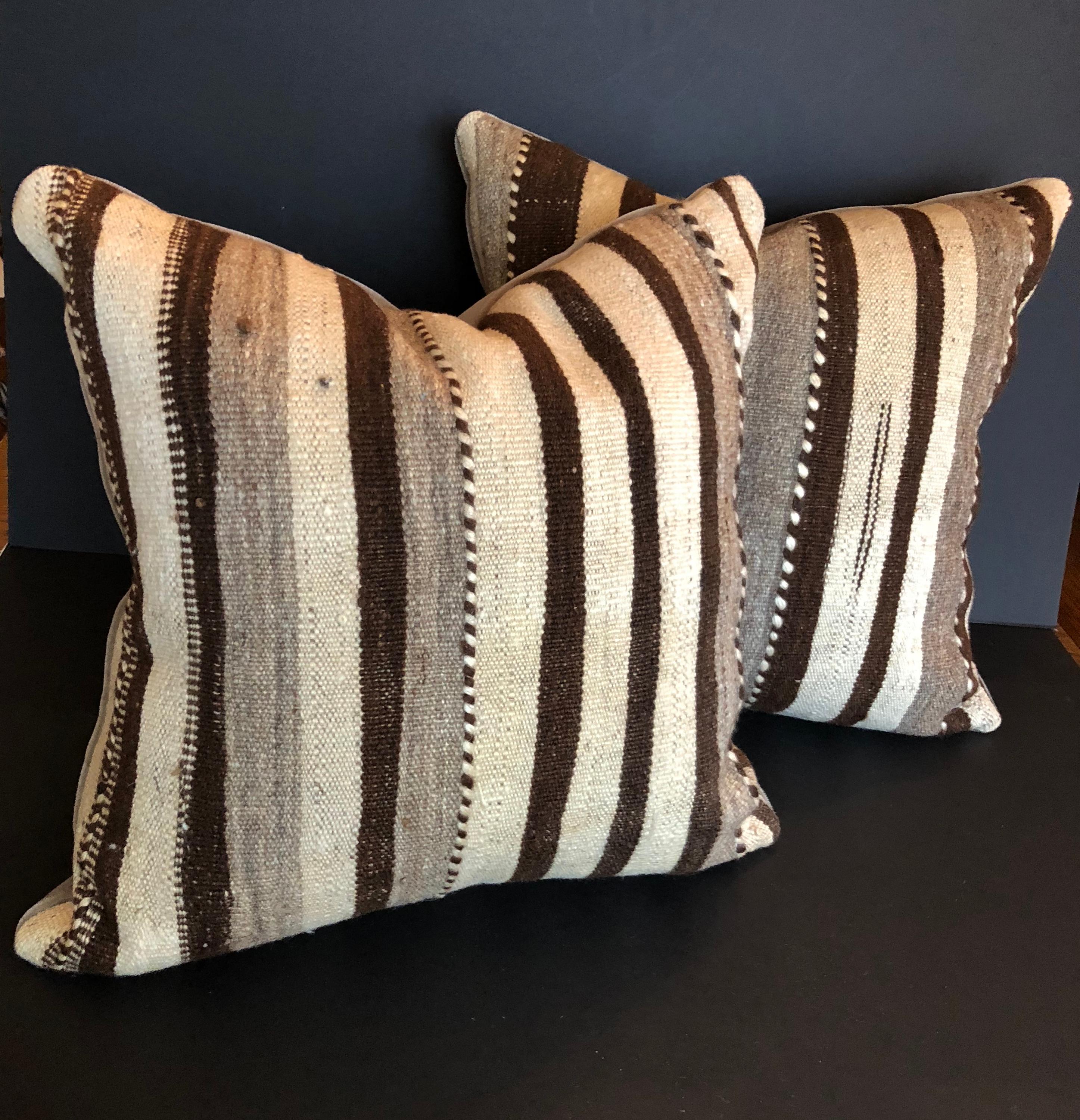 Custom Pillows by Maison Suzanne Cut from a Vintage Wool Moroccan Berber Rug For Sale 3