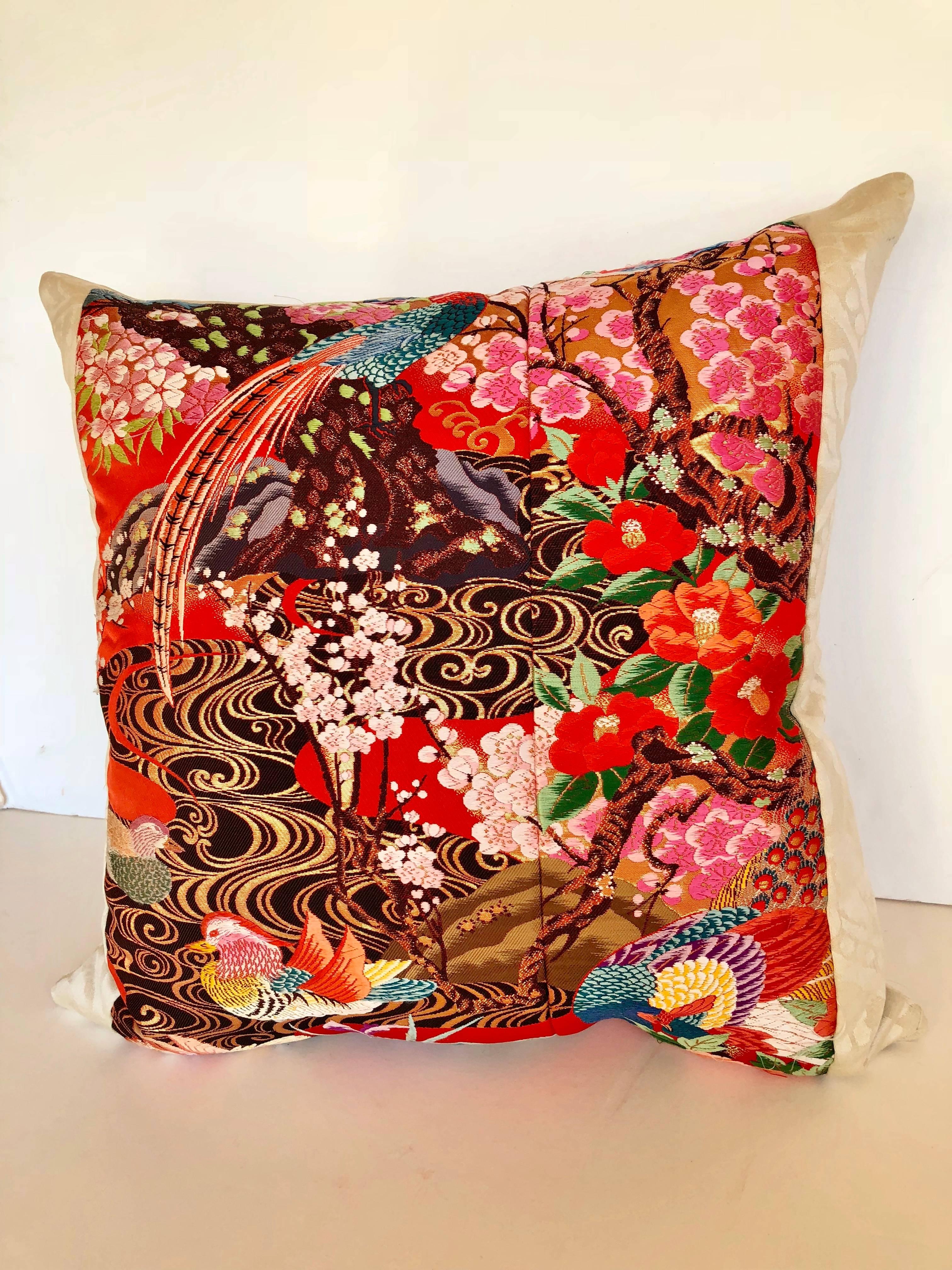 20th Century Custom Pillows Cut from a Vintage Japanese Silk Uchikake Wedding Kimono