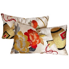 Custom Pillows Cut from a Vintage Japanese Silk Uchikake Wedding Kimono