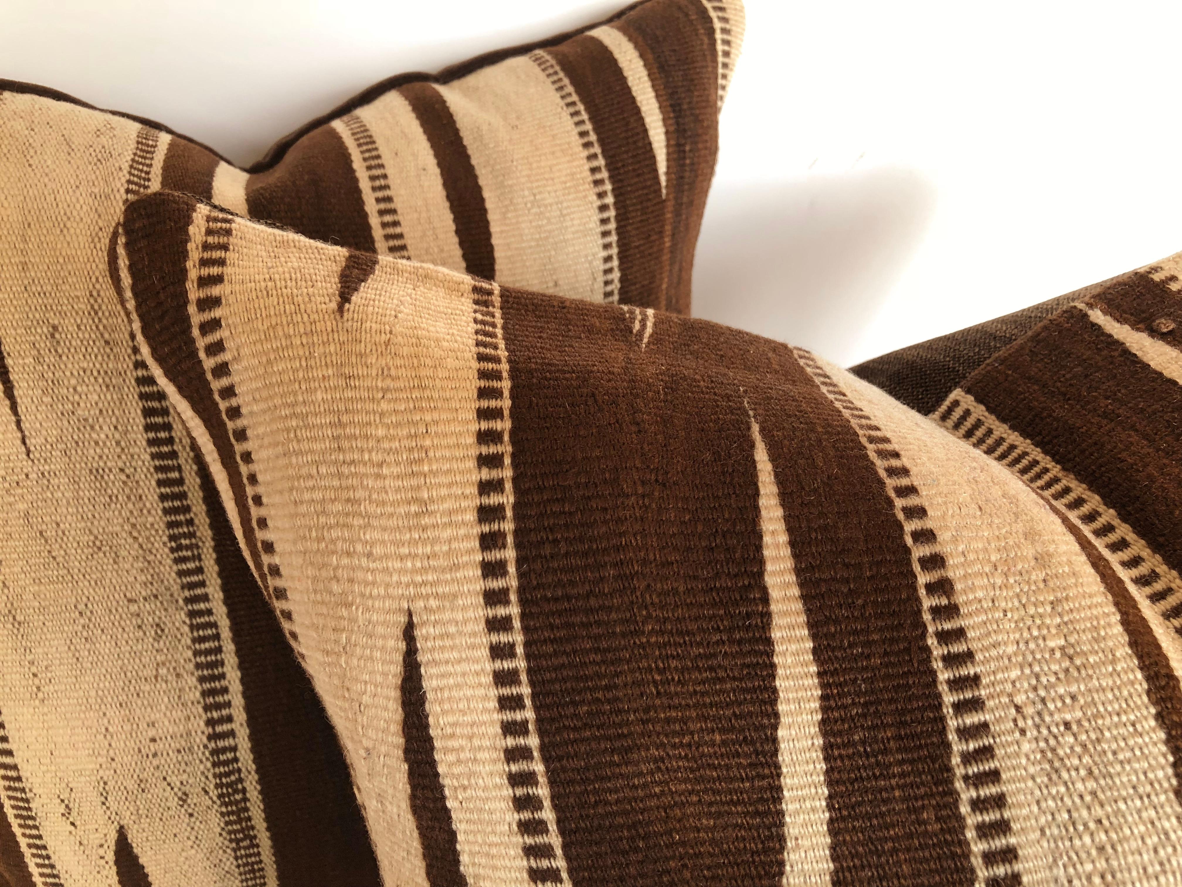 Mid-Century Modern Custom Pillows by Maison Suzanne Cut from a Vintage Moroccan Ourika Wool Rug For Sale