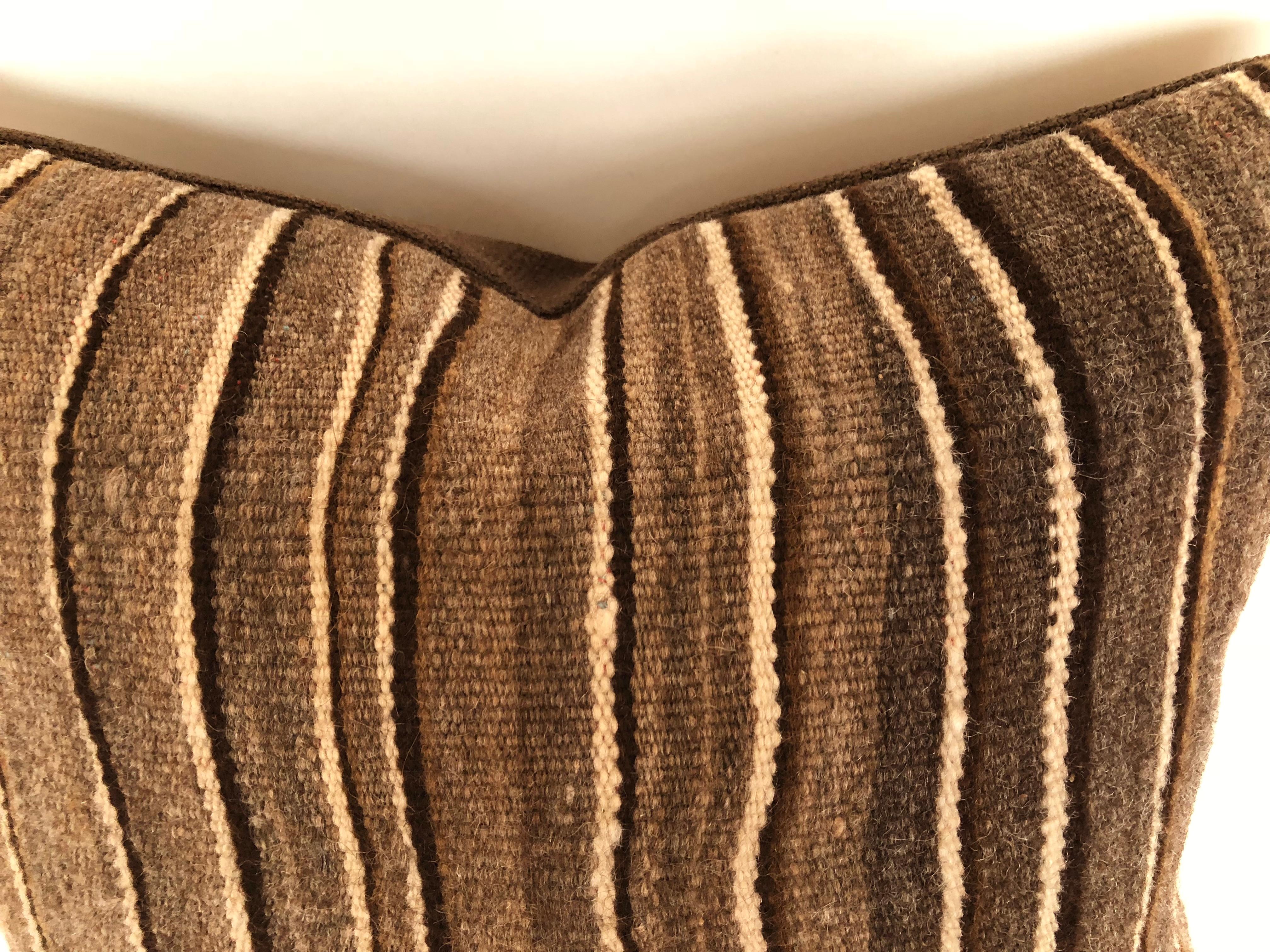 Mid-Century Modern Custom Pillows by Maison Suzanne Cut from a Vintage Moroccan Wool Berber Rug For Sale