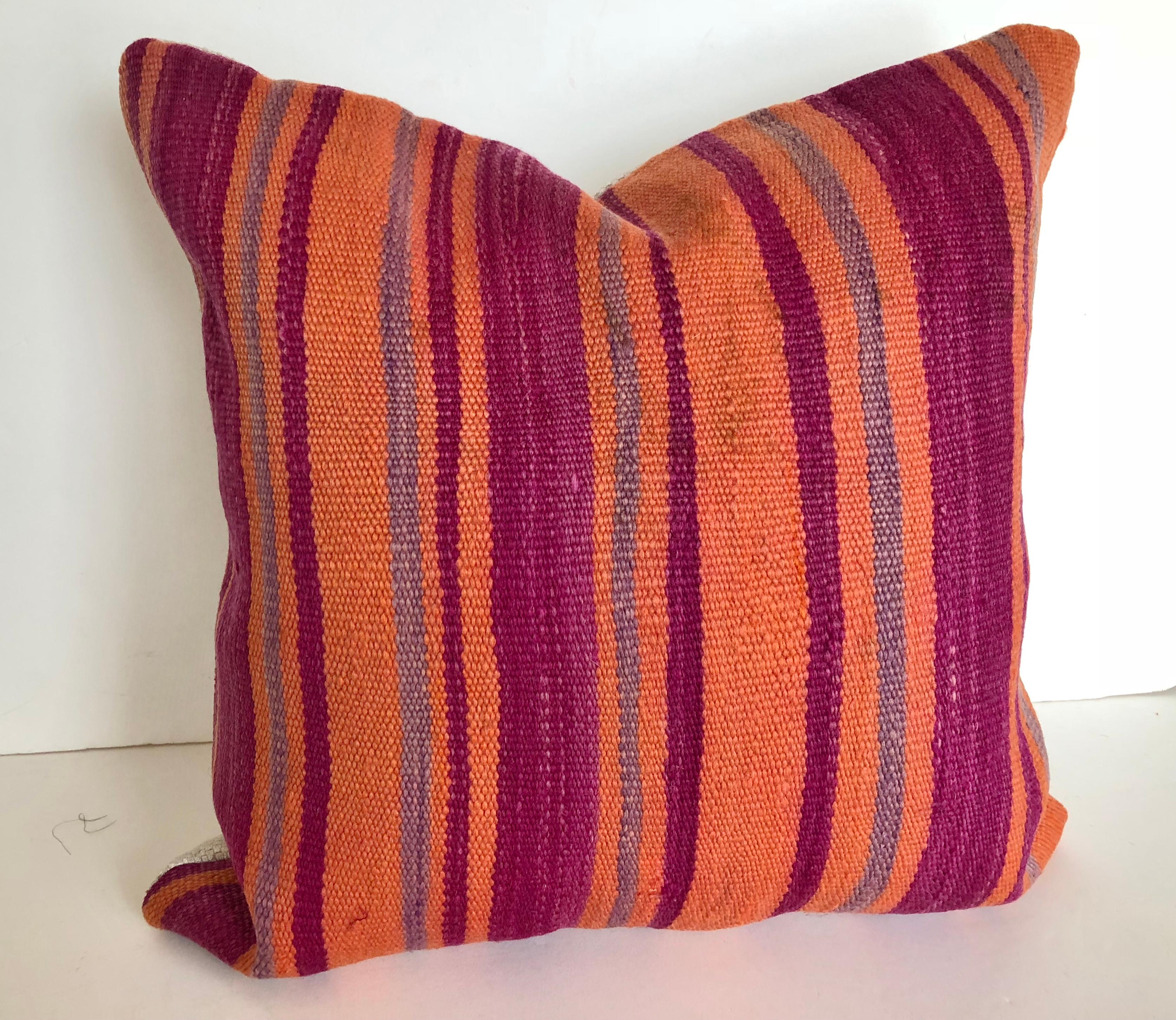 Hand-Woven Custom Pillows by Maison Suzanne Cut from a Vintage Moroccan Wool Berber Rug For Sale