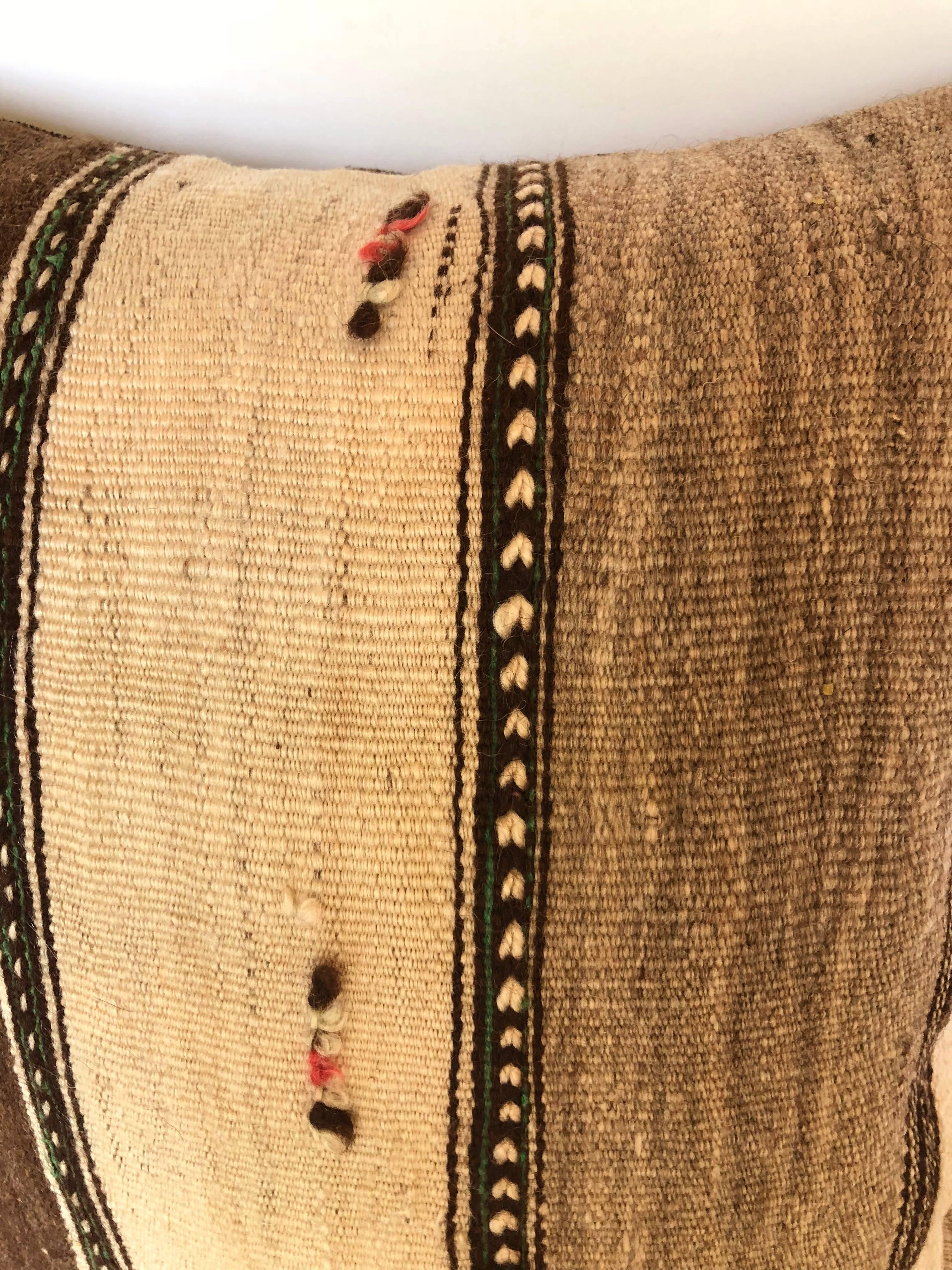 Custom Pillows Cut from a Vintage Moroccan Wool Berber Rug, Atlas Mountains 1