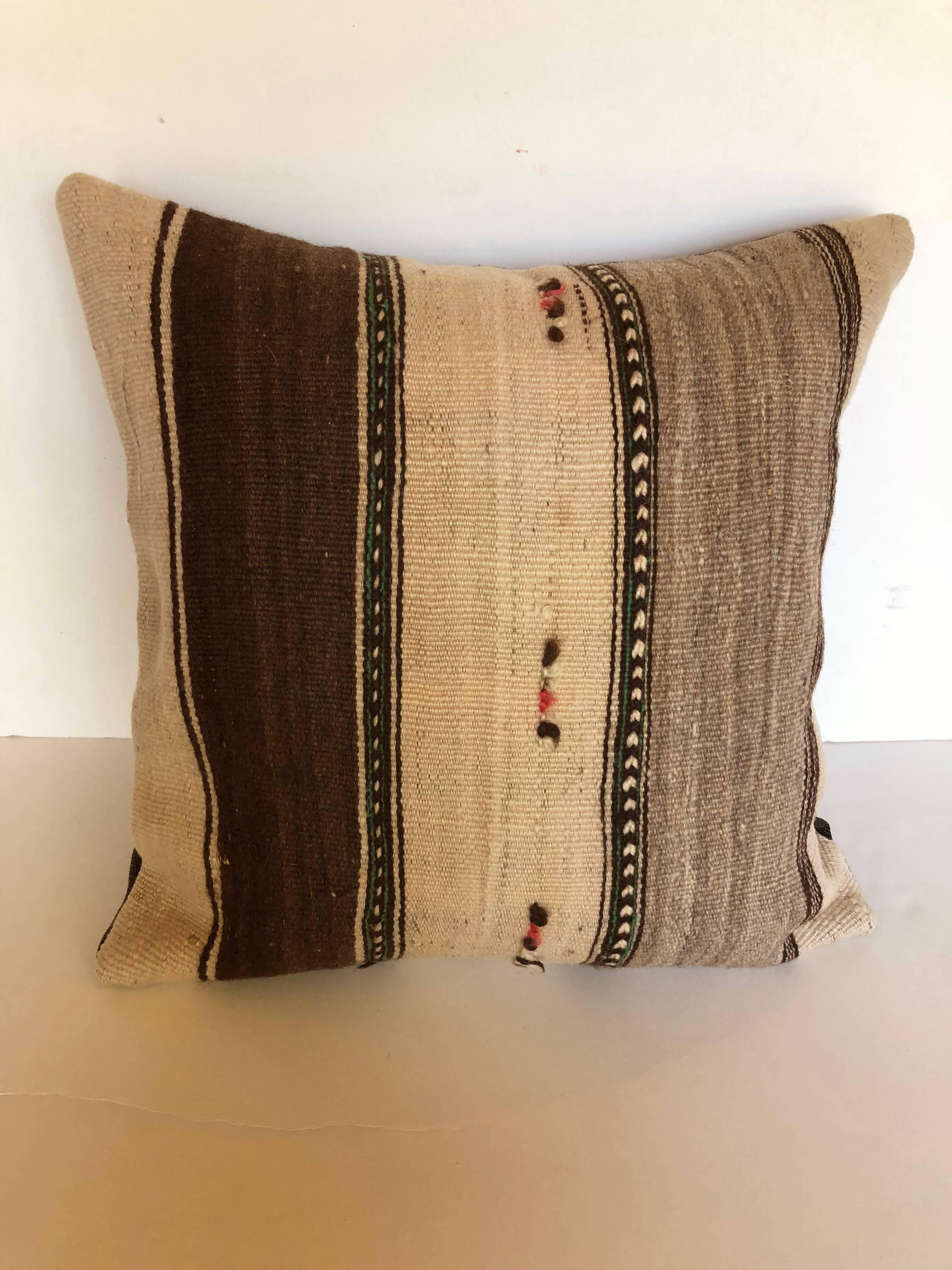 Custom Pillows Cut from a Vintage Moroccan Wool Berber Rug, Atlas Mountains 2