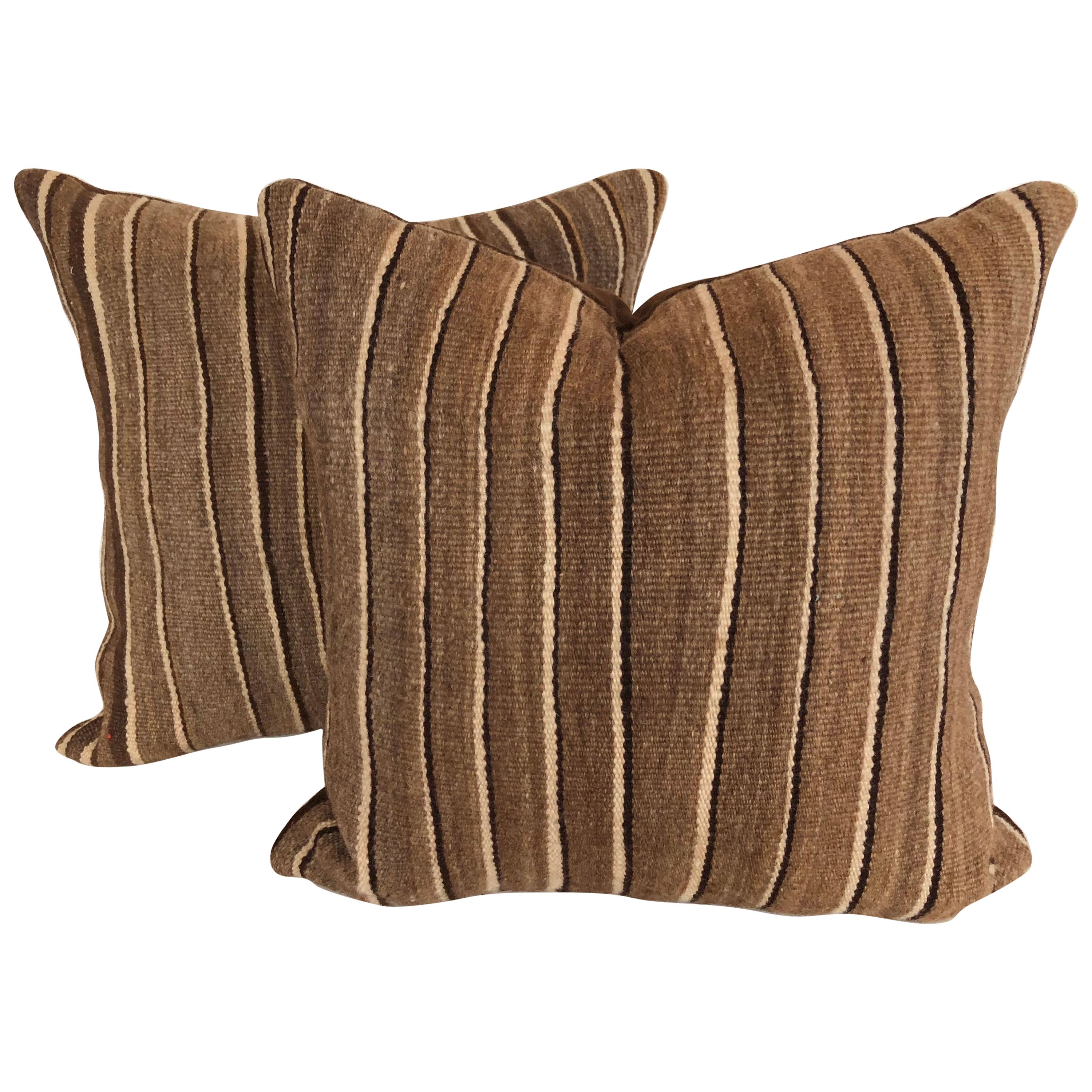 Custom Pillows by Maison Suzanne Cut from a Vintage Moroccan Wool Berber Rug For Sale