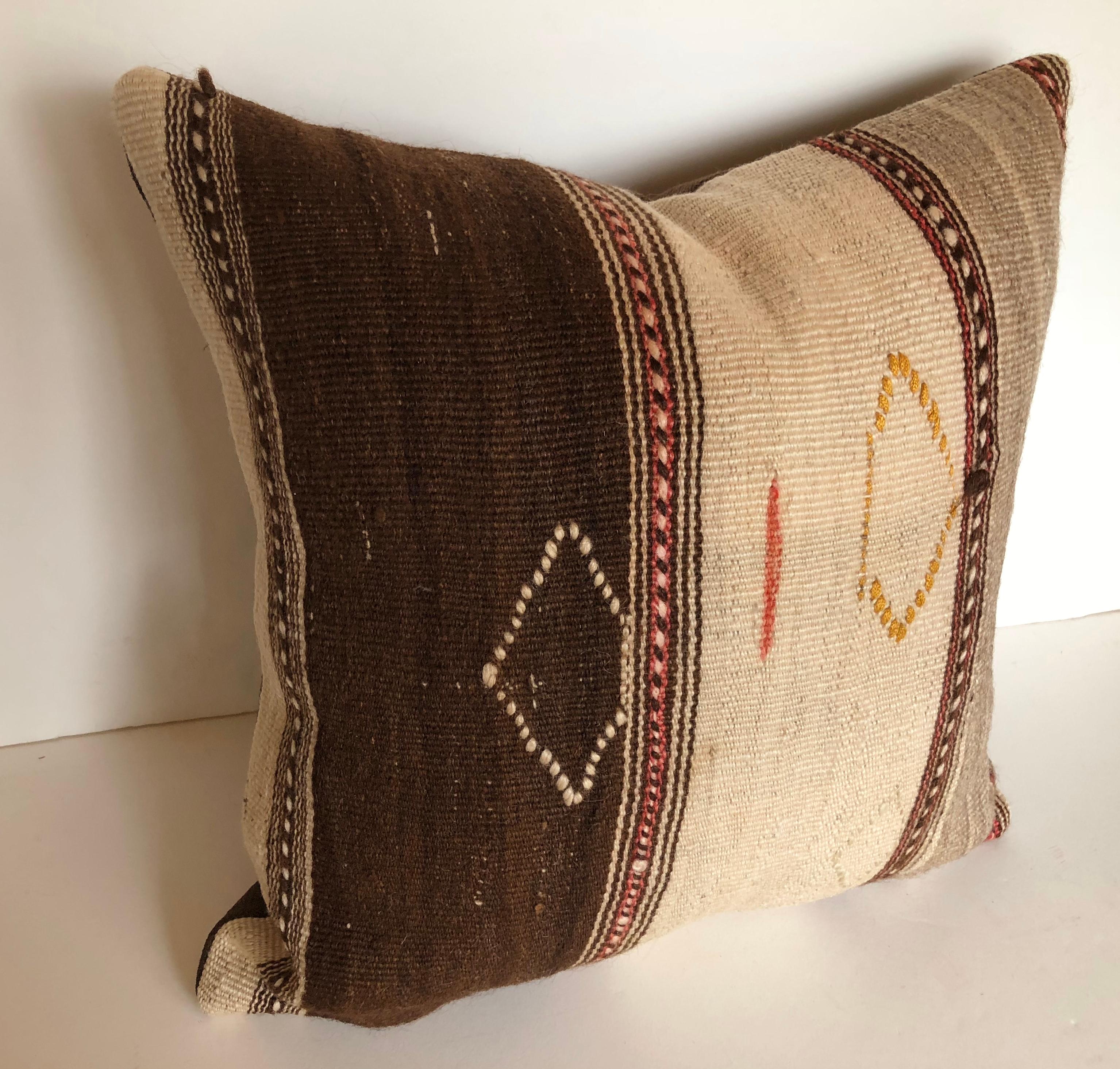 Custom Pillows Cut from a Vintage Moroccan Wool Ourika Rug, Atlas Mountains In Good Condition In Glen Ellyn, IL