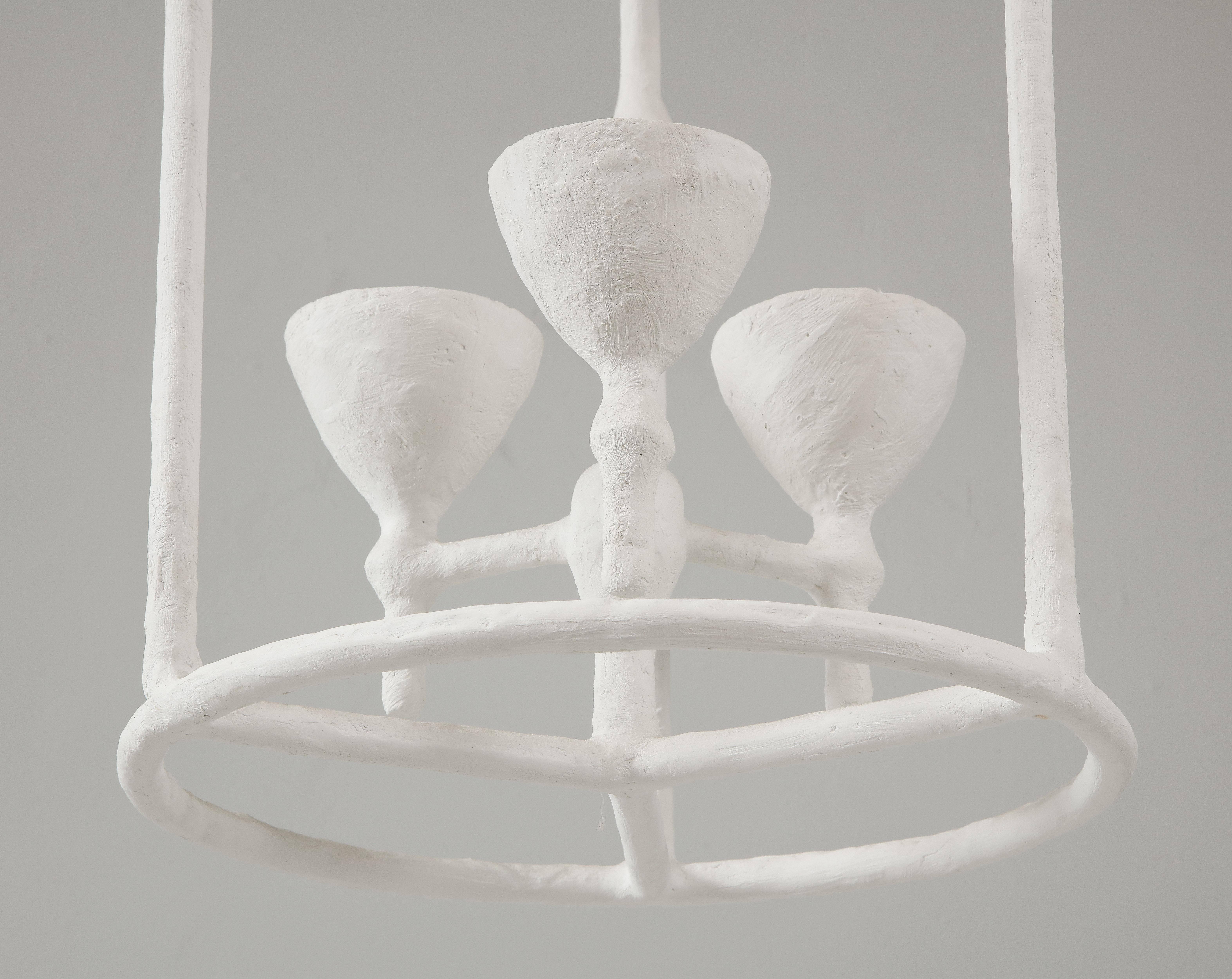 Custom Plaster Alard Three-Light Fixture In New Condition For Sale In New York, NY