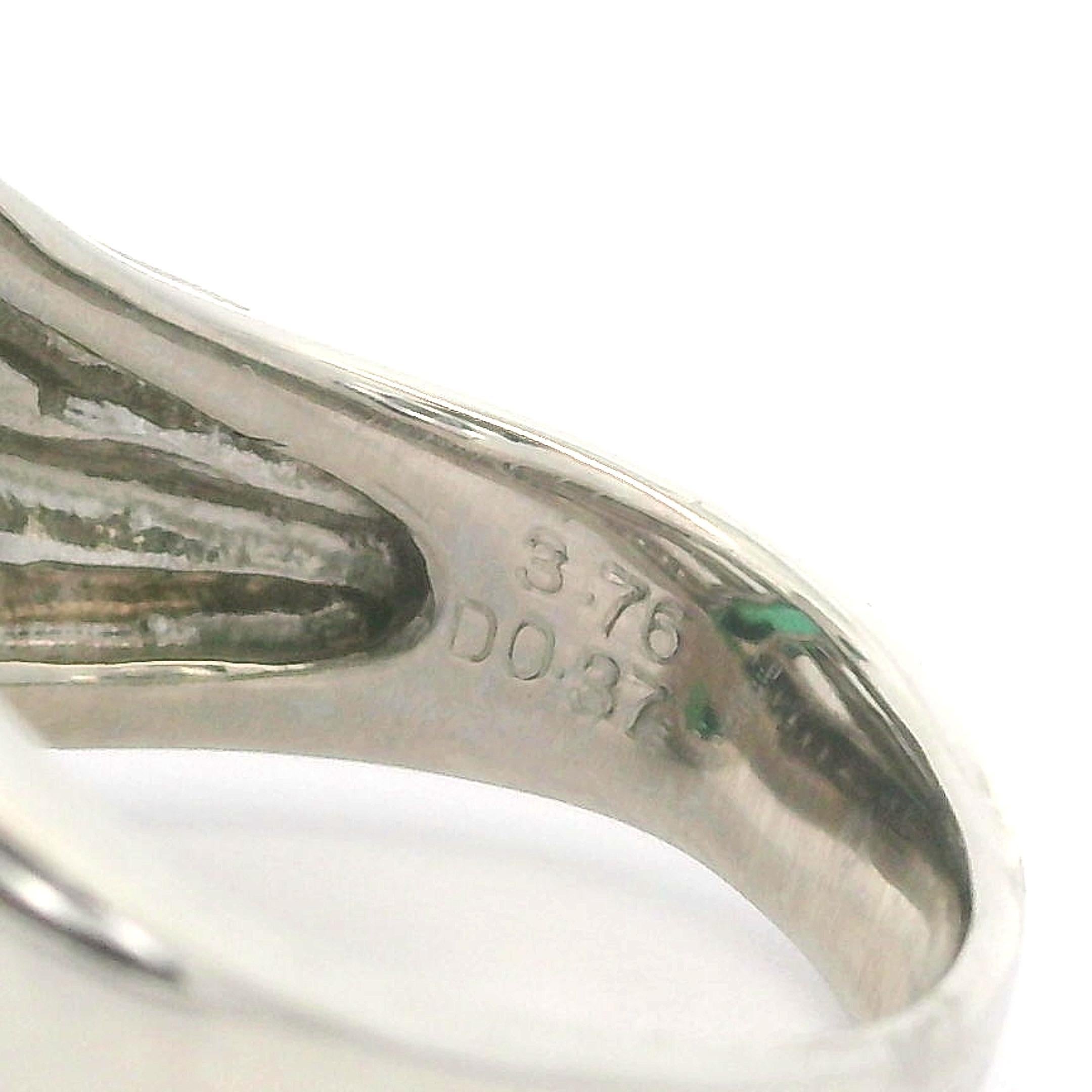 Anillo Envolvente de Platino con Turmalina Verde Larga y Diamantes de 4,13 ctw en venta 7