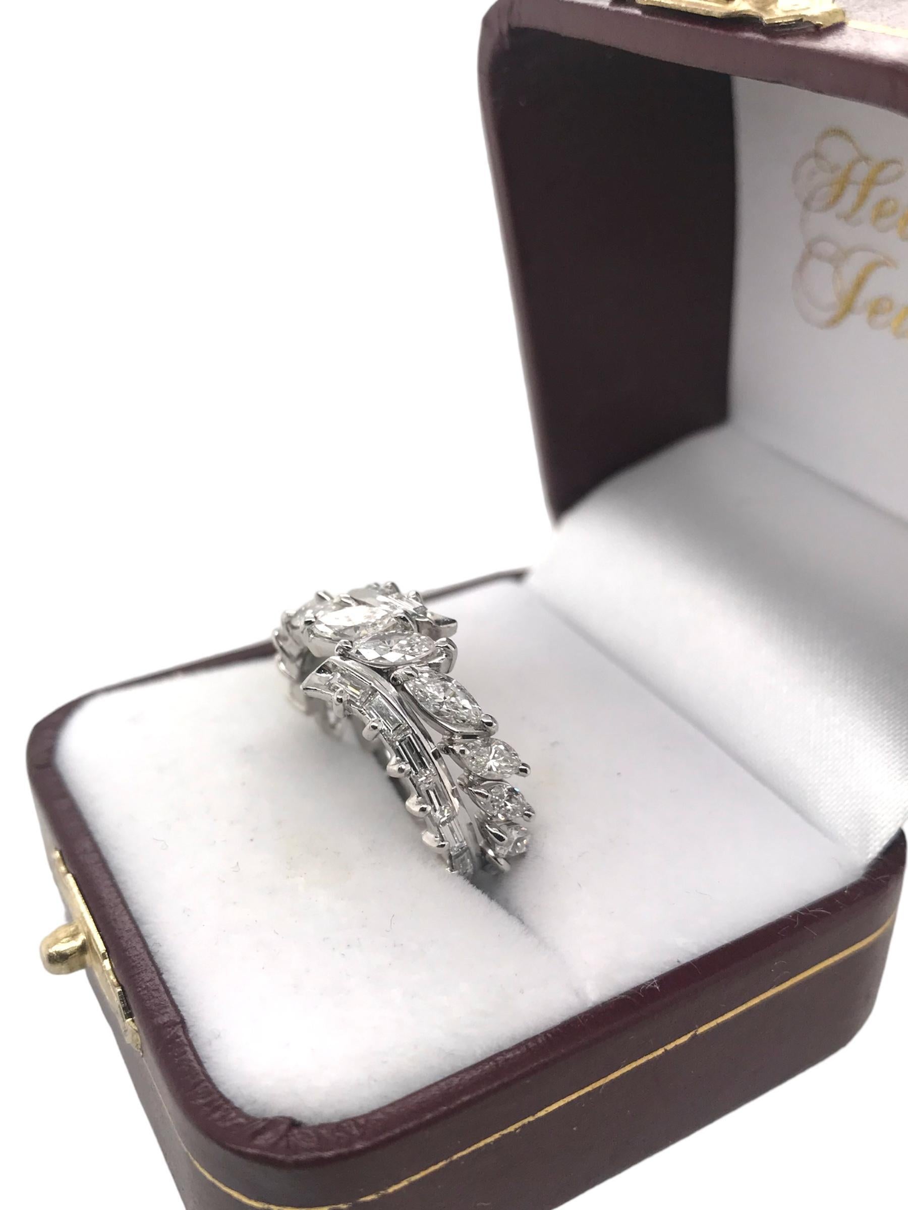 Custom Platinum Marquise & Baguette Diamond Band For Sale 5