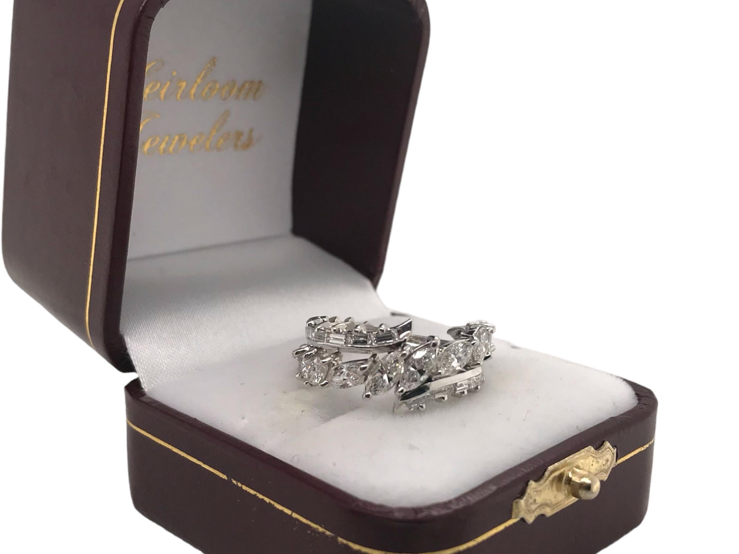 Custom Platinum Marquise & Baguette Diamond Band For Sale 7