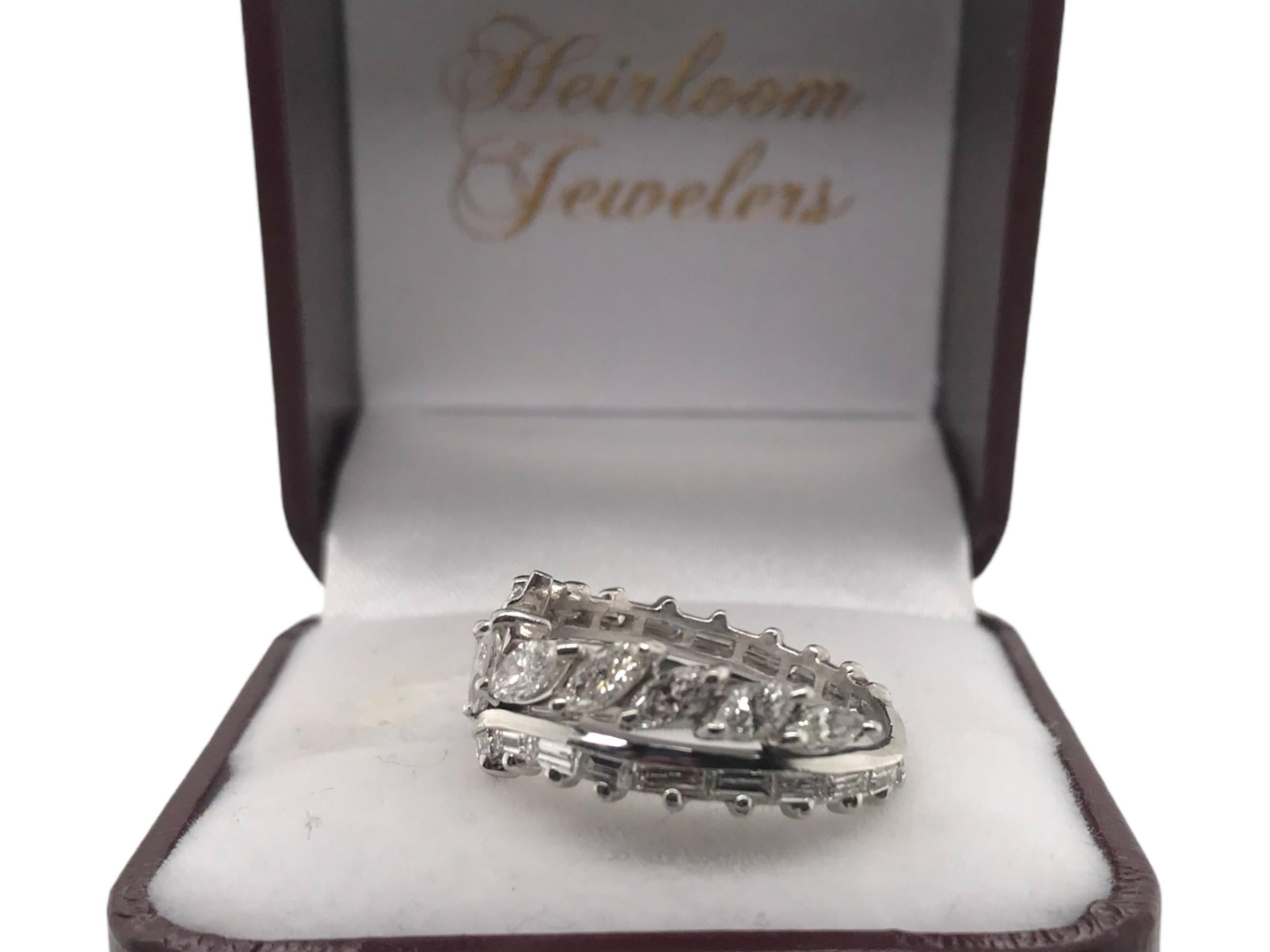Custom Platinum Marquise & Baguette Diamond Band For Sale 9
