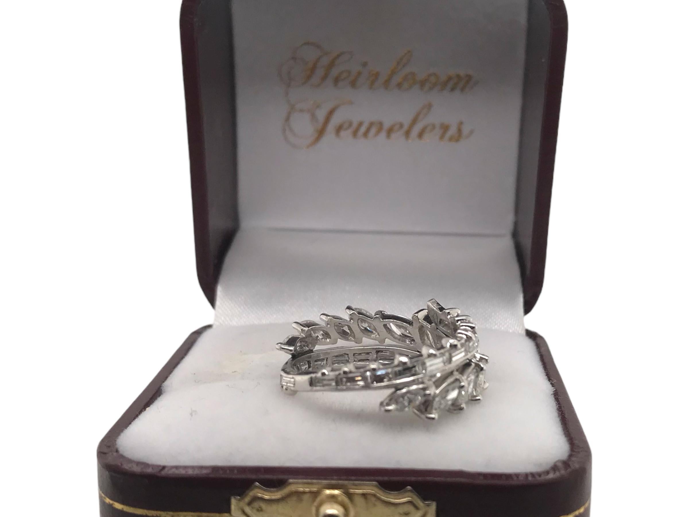 Custom Platinum Marquise & Baguette Diamond Band For Sale 10