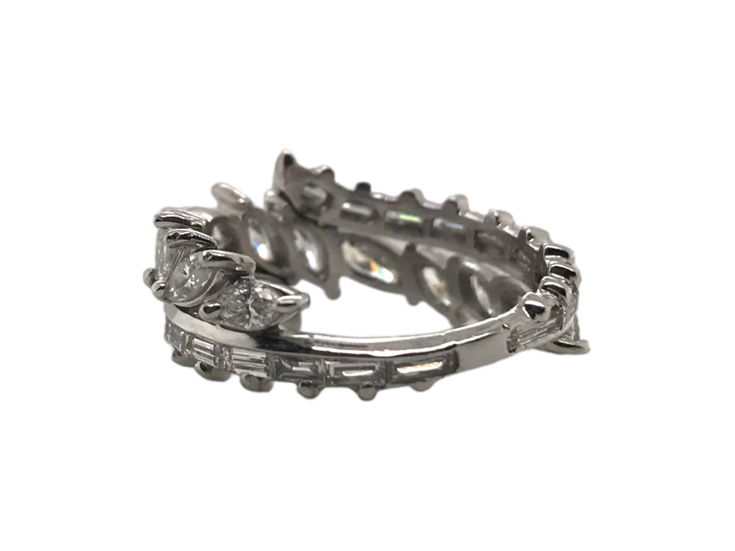 Custom Platinum Marquise & Baguette Diamond Band For Sale 1