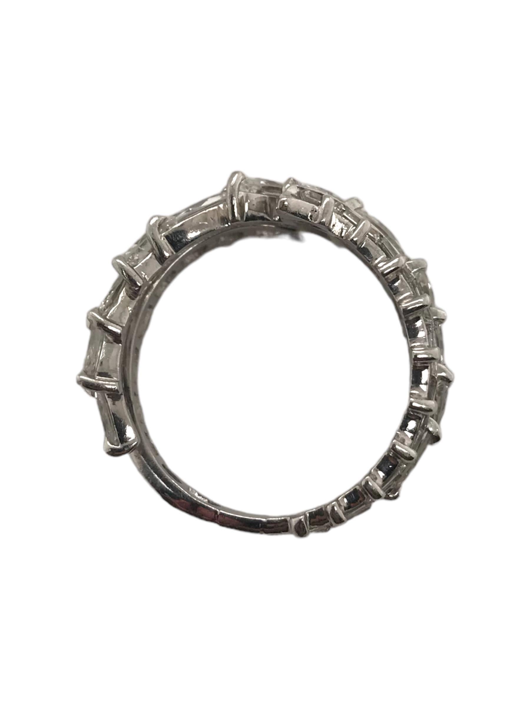 Custom Platinum Marquise & Baguette Diamond Band For Sale 2