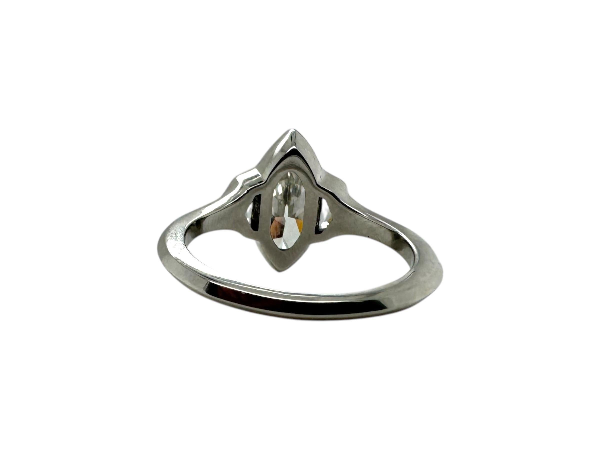 Custom Platinum Marquise Diamond Engagement Ring GIA For Sale 4