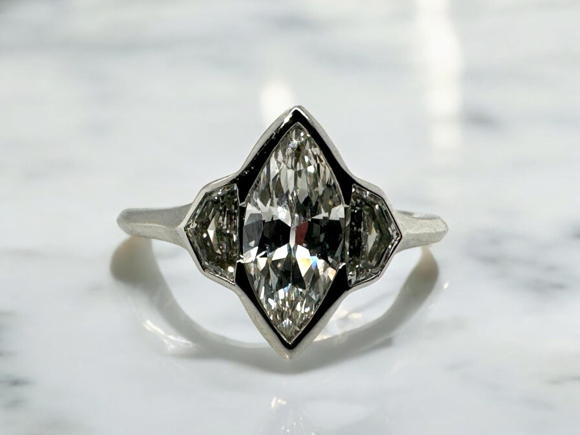 We loved designing this beautiful ring!!
She would make a great engagement ring or right hand cocktail statement piece!!

Ring Details
Material: Platinum
Head Length: 13.8mm
Head Height: 3.4mm
Shank Width: 2mm
Shank Style: Knife Edge
Weight: 6.7