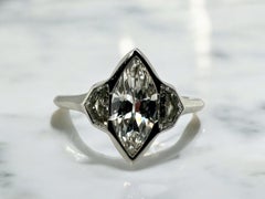 Custom Platinum Marquise Diamond Engagement Ring GIA