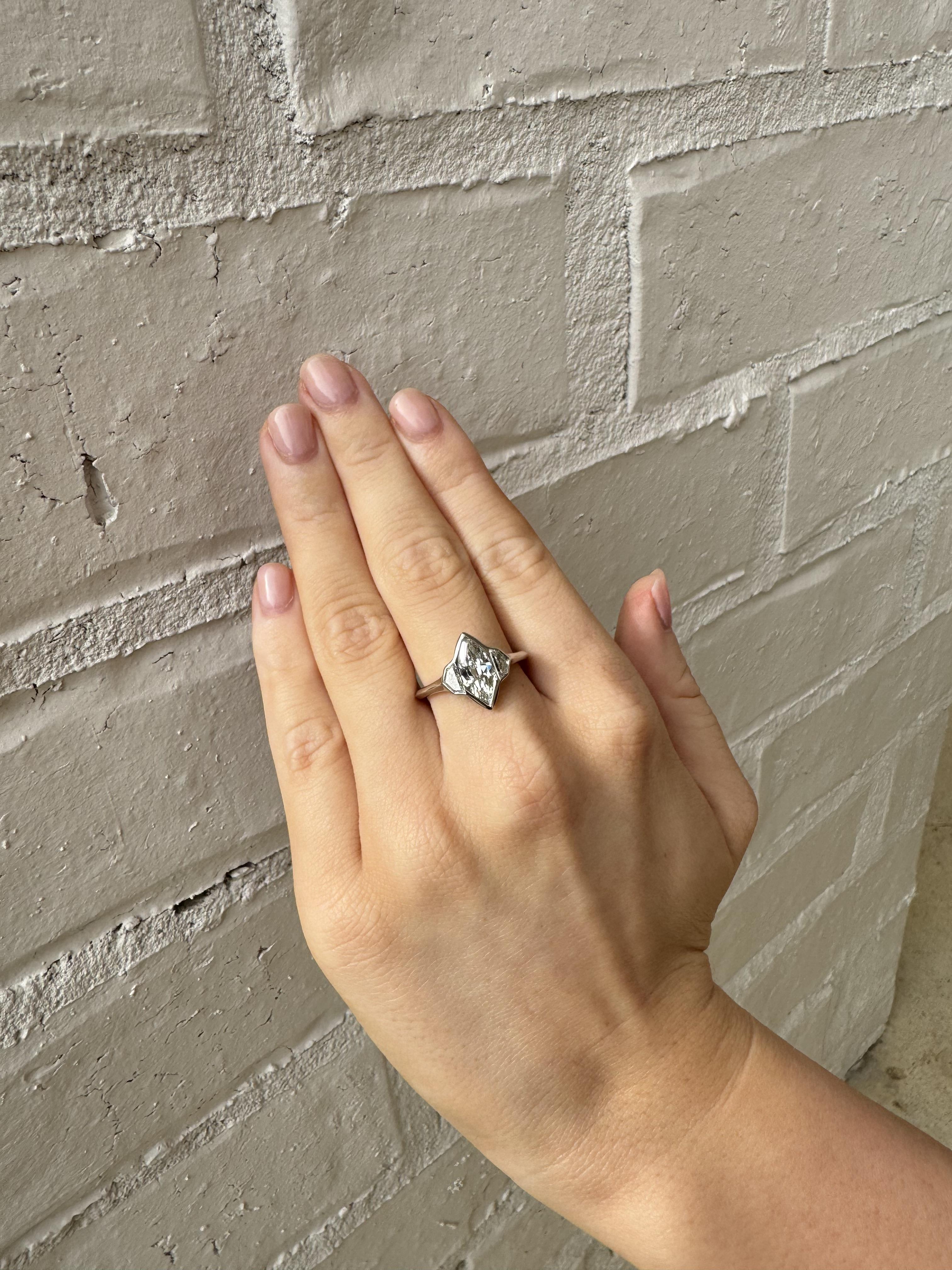 Contemporary Custom Platinum Marquise Diamond Engagement Ring GIA For Sale