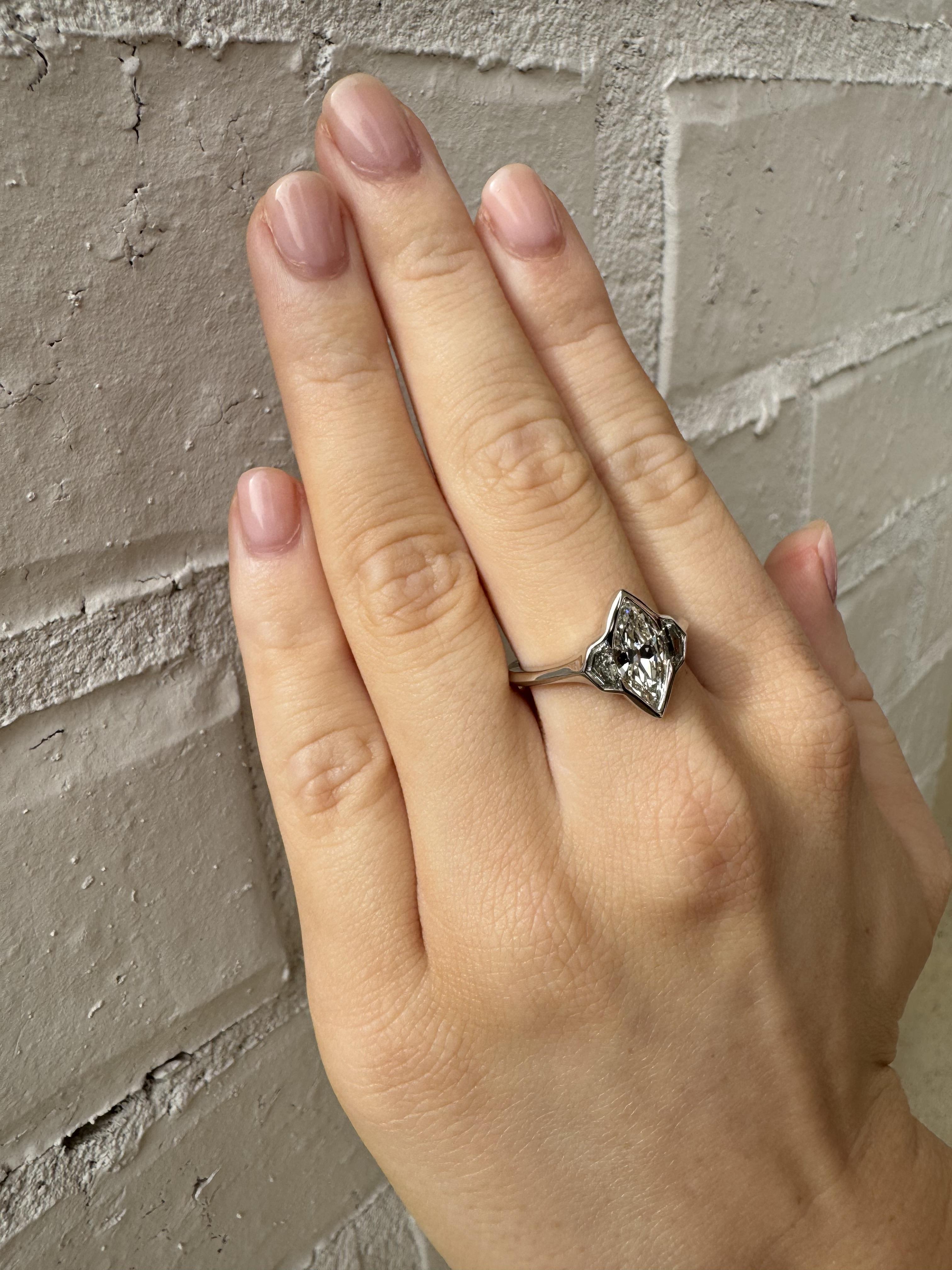 Marquise Cut Custom Platinum Marquise Diamond Engagement Ring GIA For Sale