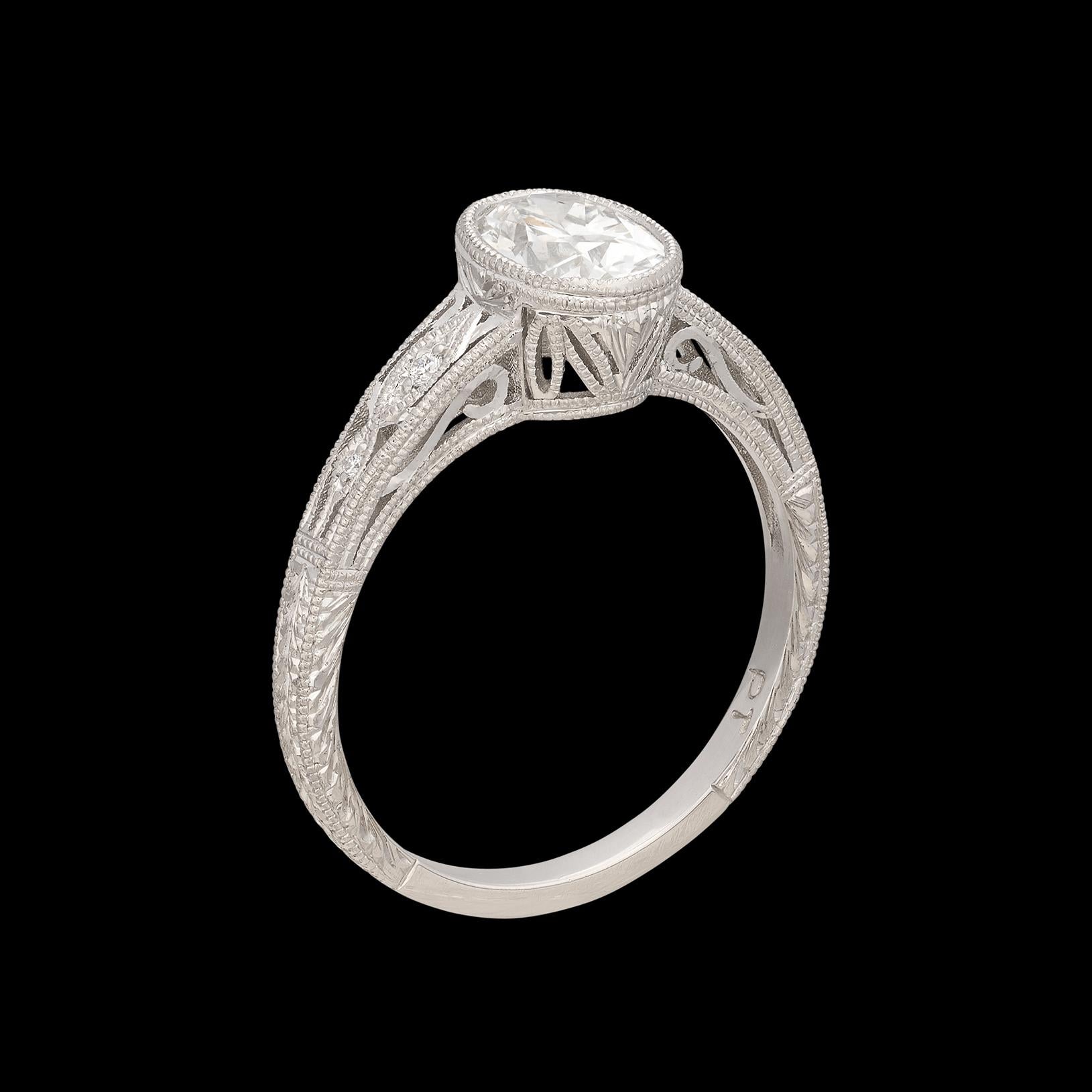 Custom Platinum Oval Cut Diamond Ring 2