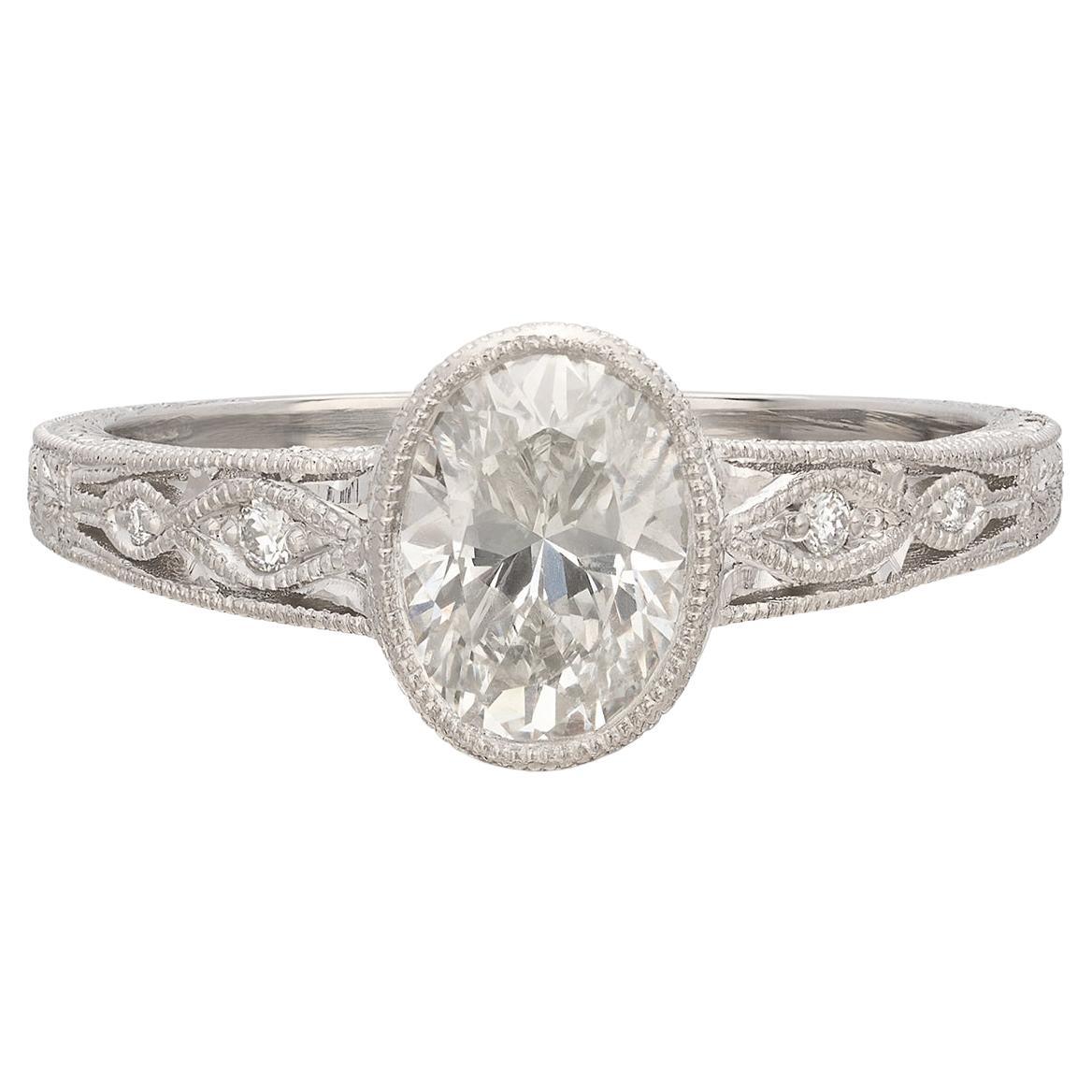 Custom Platinum Oval Cut Diamond Ring