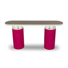 Table console moderne Custom Post avec bases à colonnes et détails de sphères