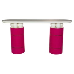 Table console moderne Custom Post avec bases à colonnes et détails de sphères