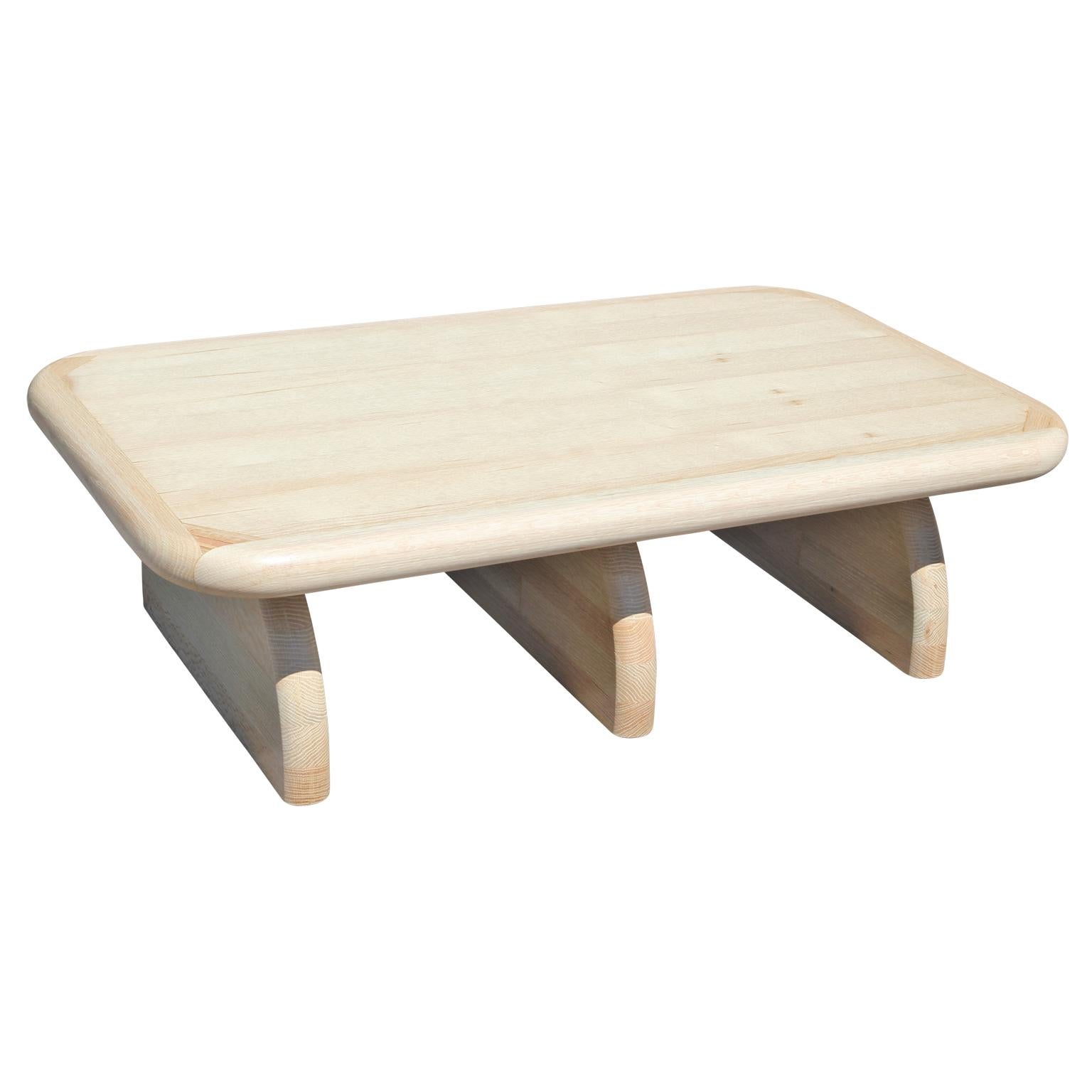 Contemporary Custom Post Modern Geometric Soft Organic Oak Three Leg Coffee Table
