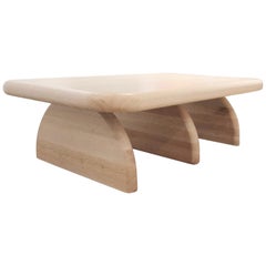 Custom Post Modern Geometric Soft Organic Oak Three Leg Coffee Table
