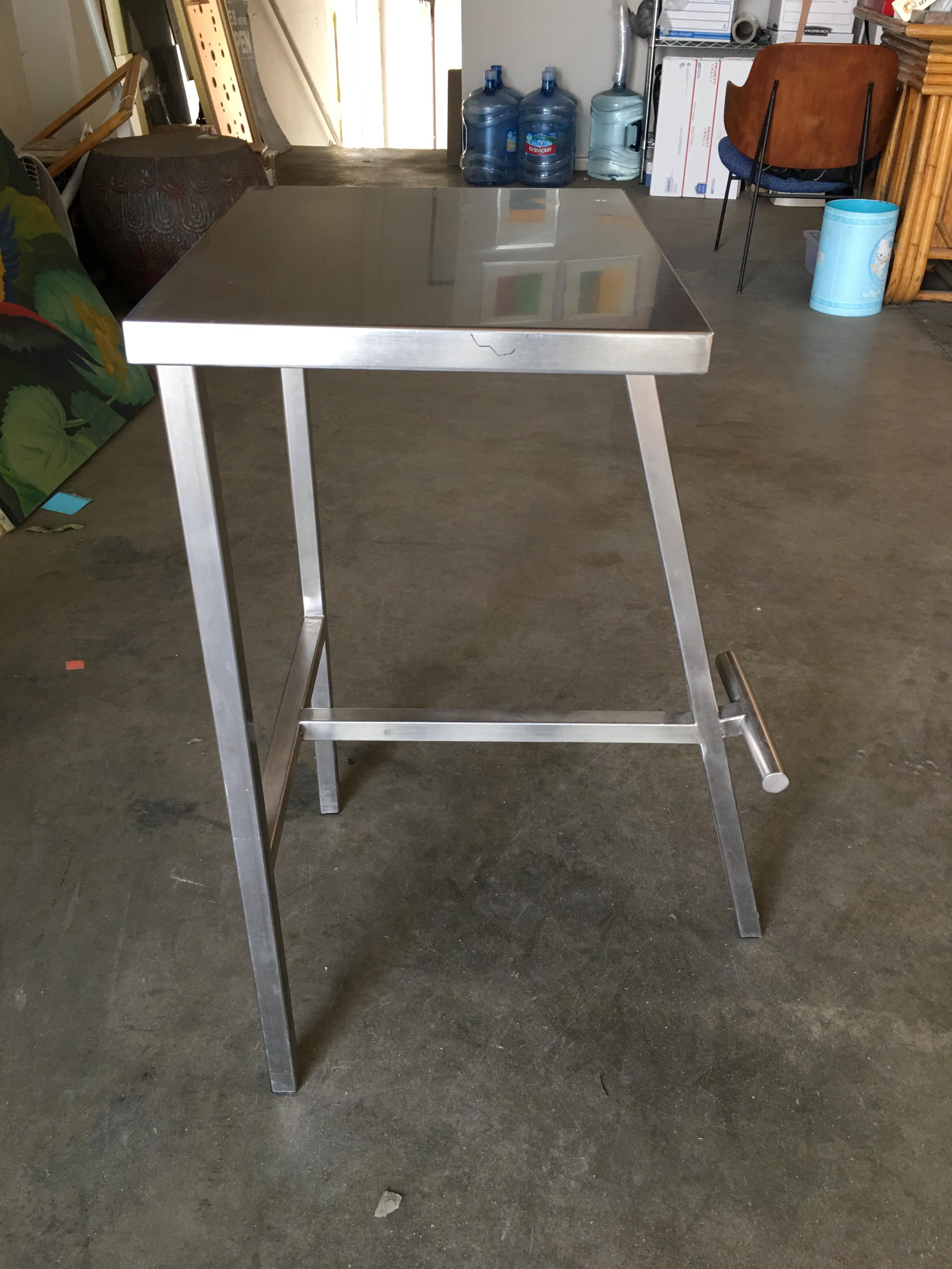 Custom Postmodern Stainless Steel Bar Stool circa 1990, Set of Four In Good Condition In Van Nuys, CA