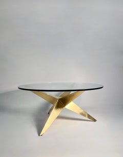 Custom Post Modern Steel Coffee Table in Gold Finish